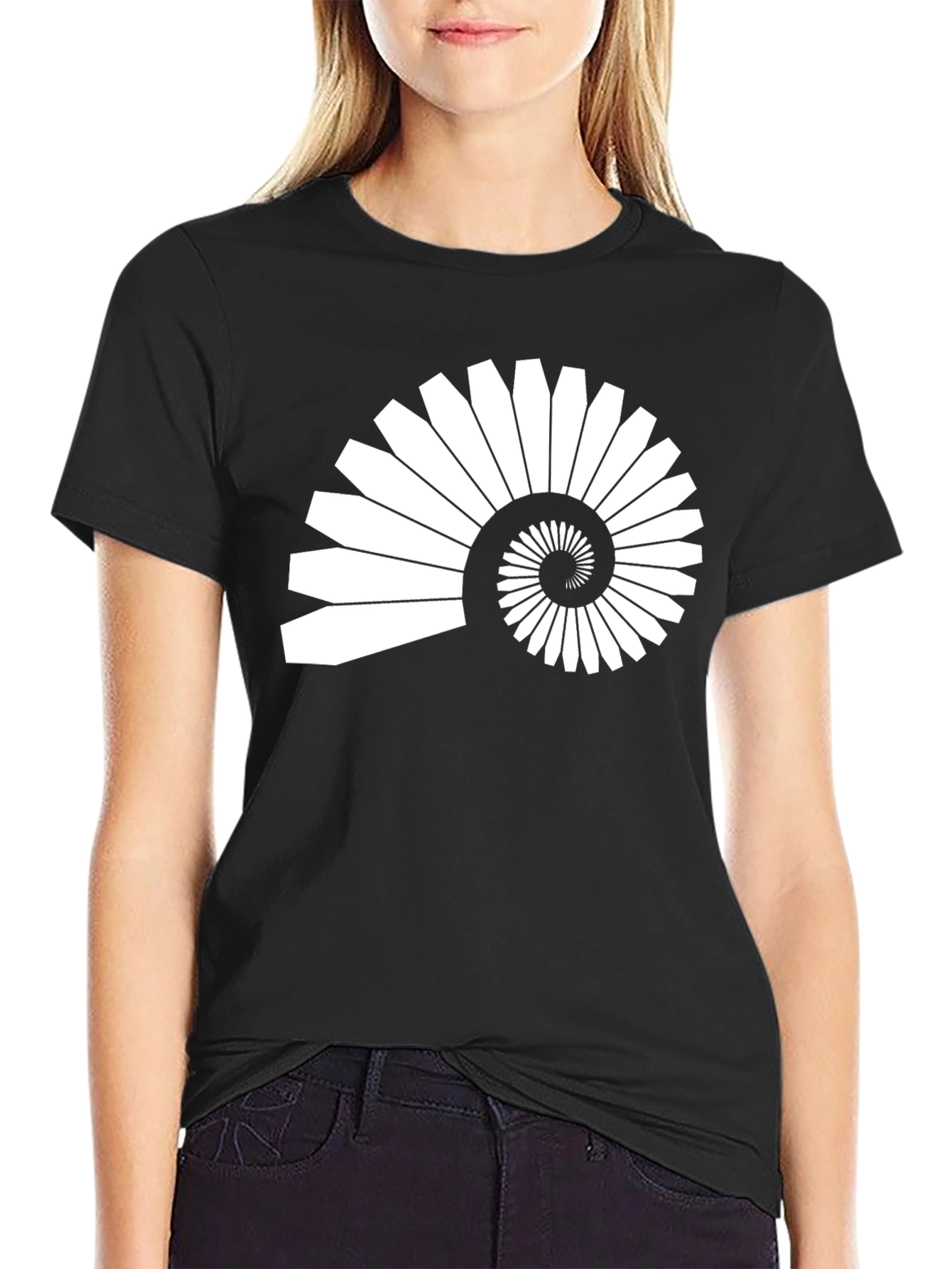 Abstract Nautilus Spiral Graphic T-Shirt