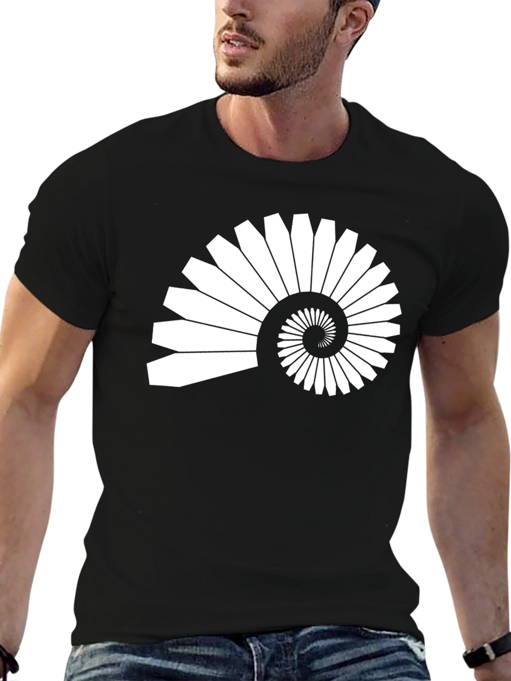 Abstract Nautilus Spiral Graphic T-Shirt