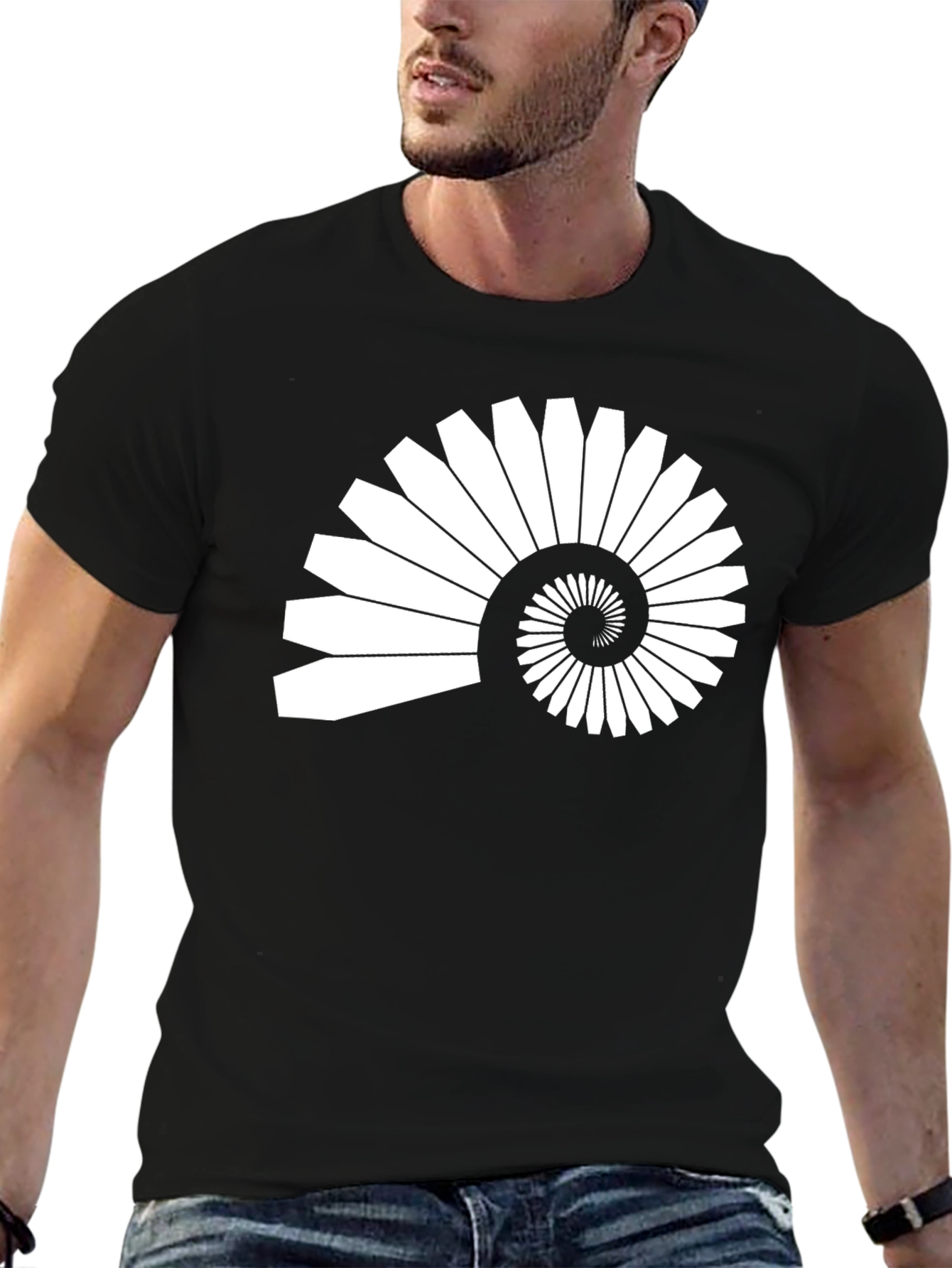 Abstract Nautilus Spiral Graphic T-Shirt