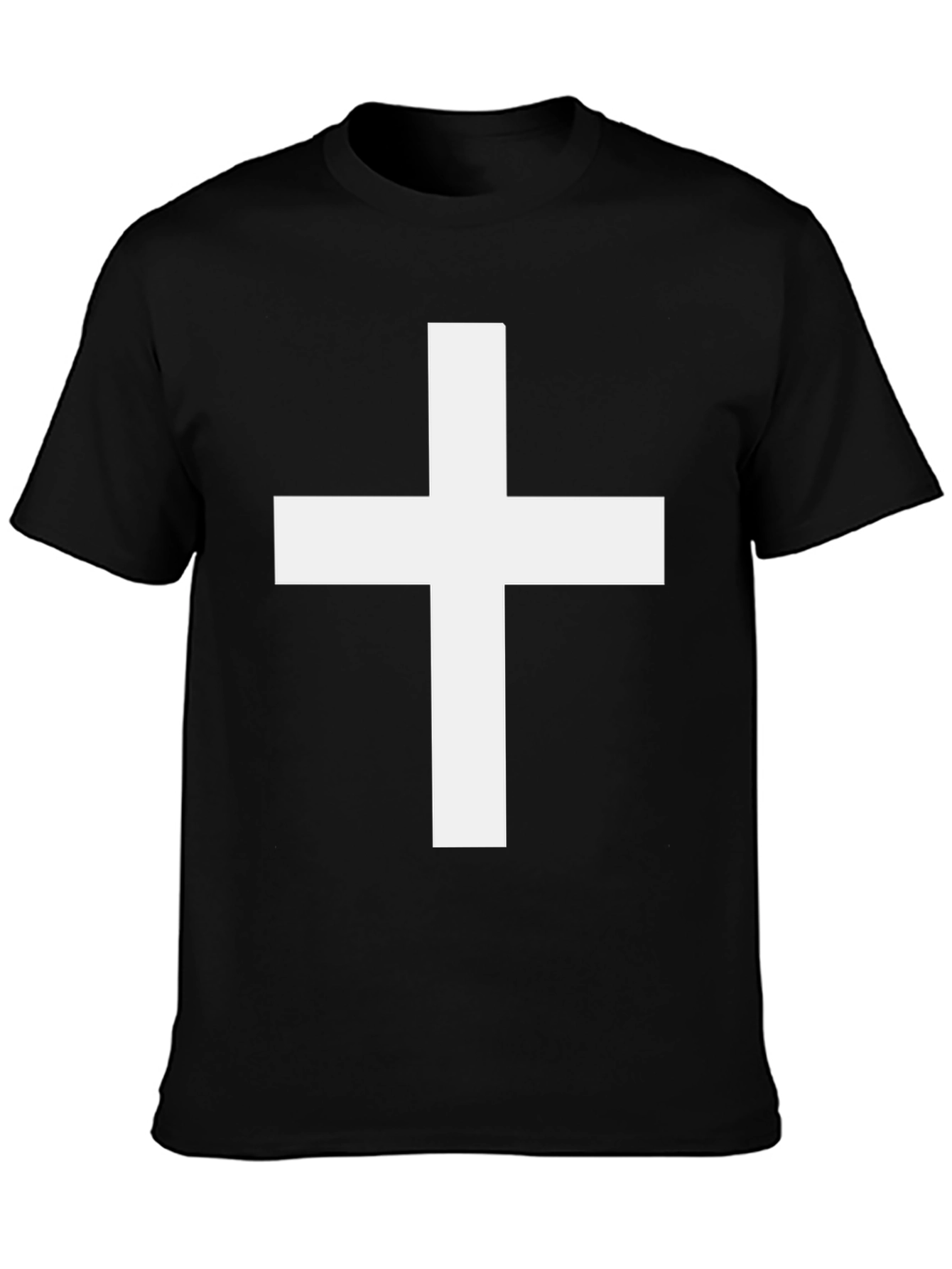 Bold Cross Graphic Tee - Classic Black Cotton T-Shirt
