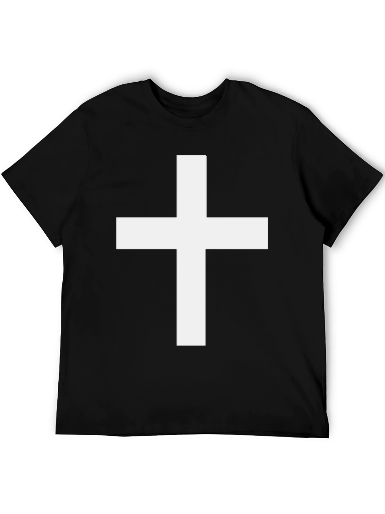 Bold Cross Graphic Tee - Classic Black Cotton T-Shirt