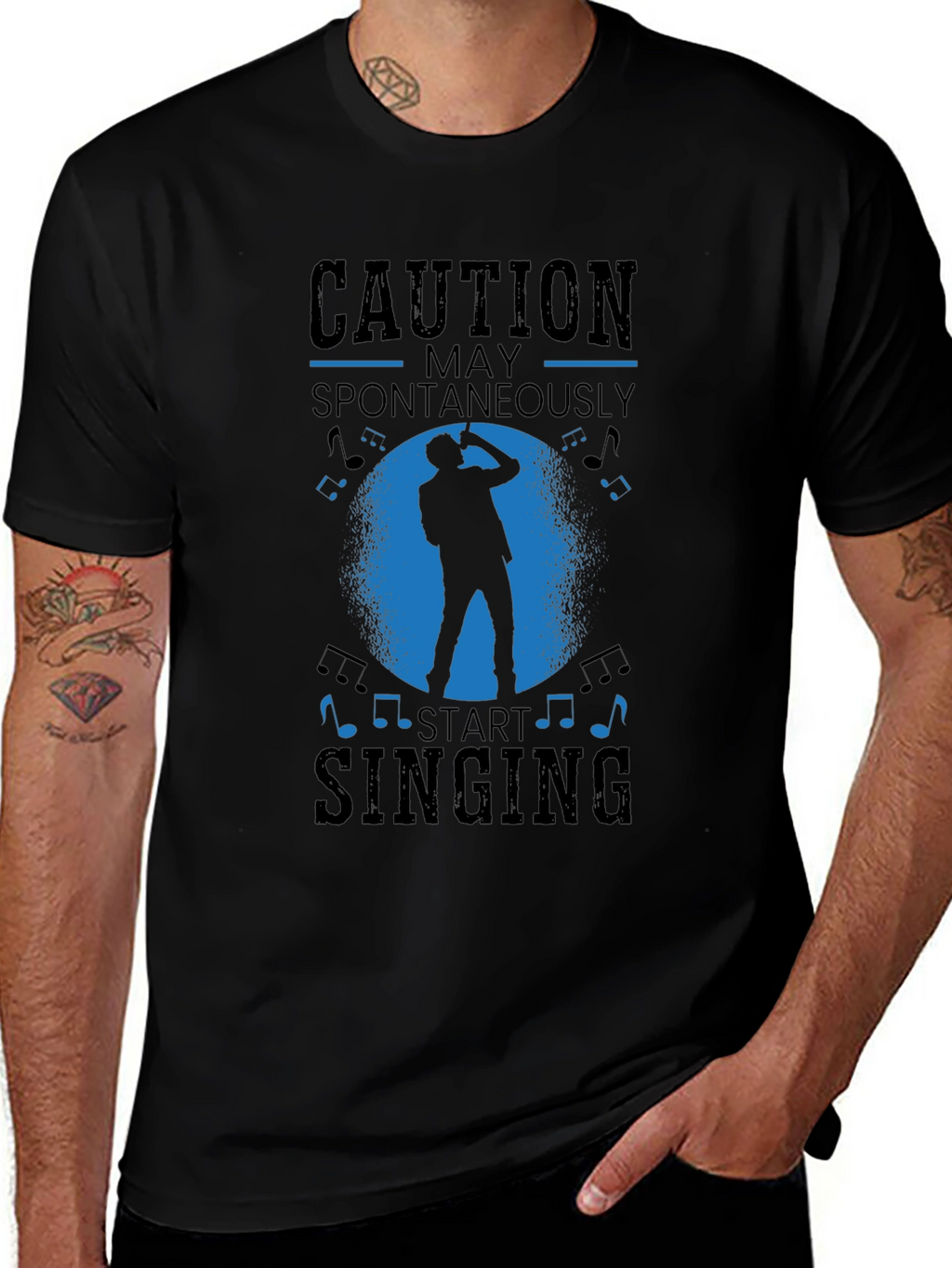 Caution May Spontaneously Start Singing Black T-Shirt