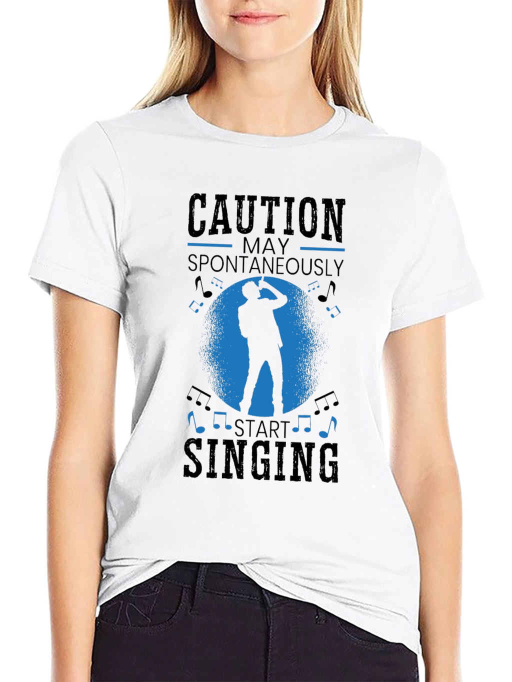 Caution May Spontaneously Start Singing Black T-Shirt