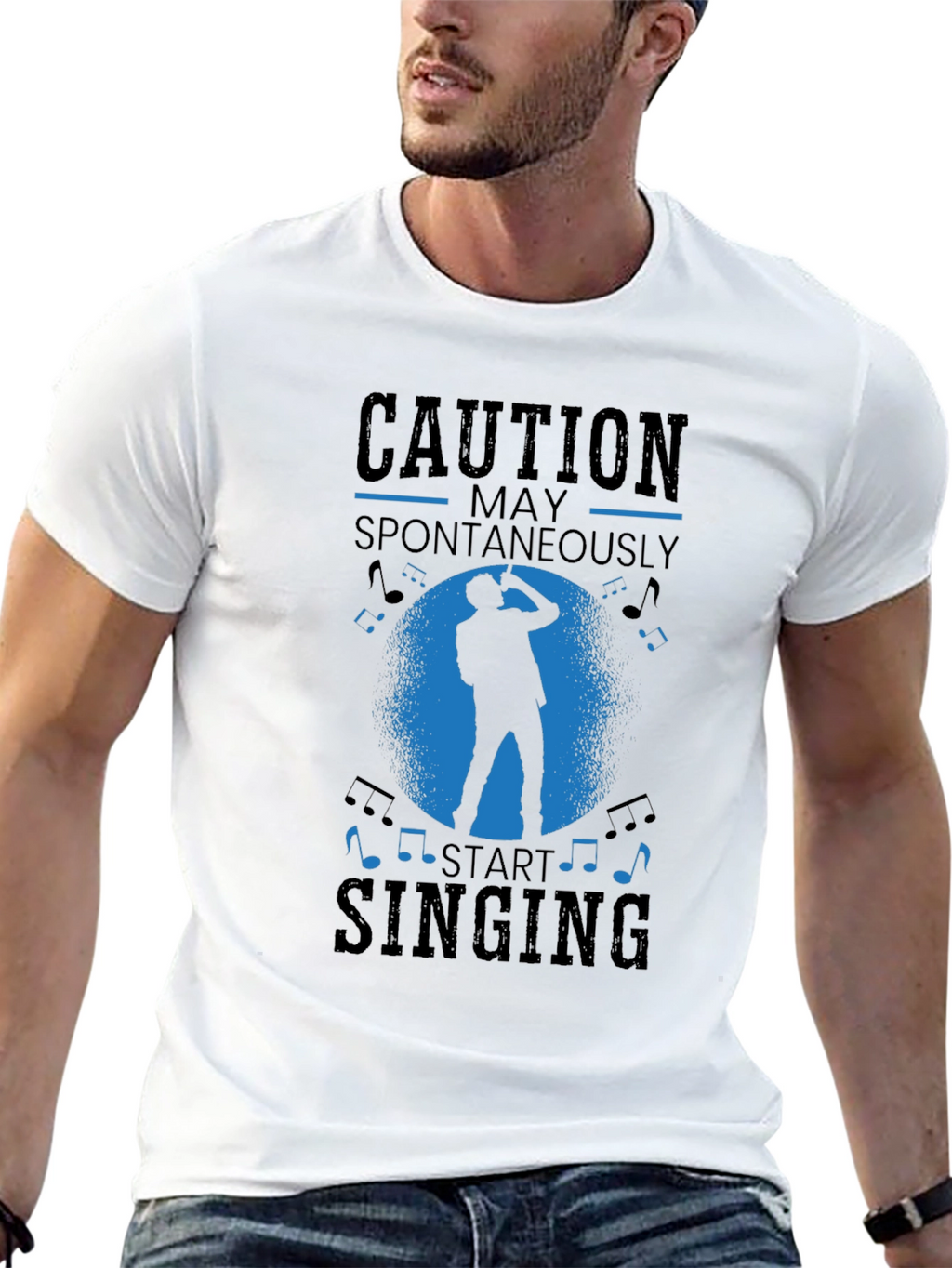Caution May Spontaneously Start Singing Black T-Shirt