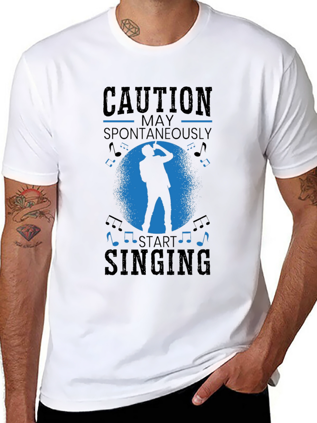 Caution May Spontaneously Start Singing Black T-Shirt