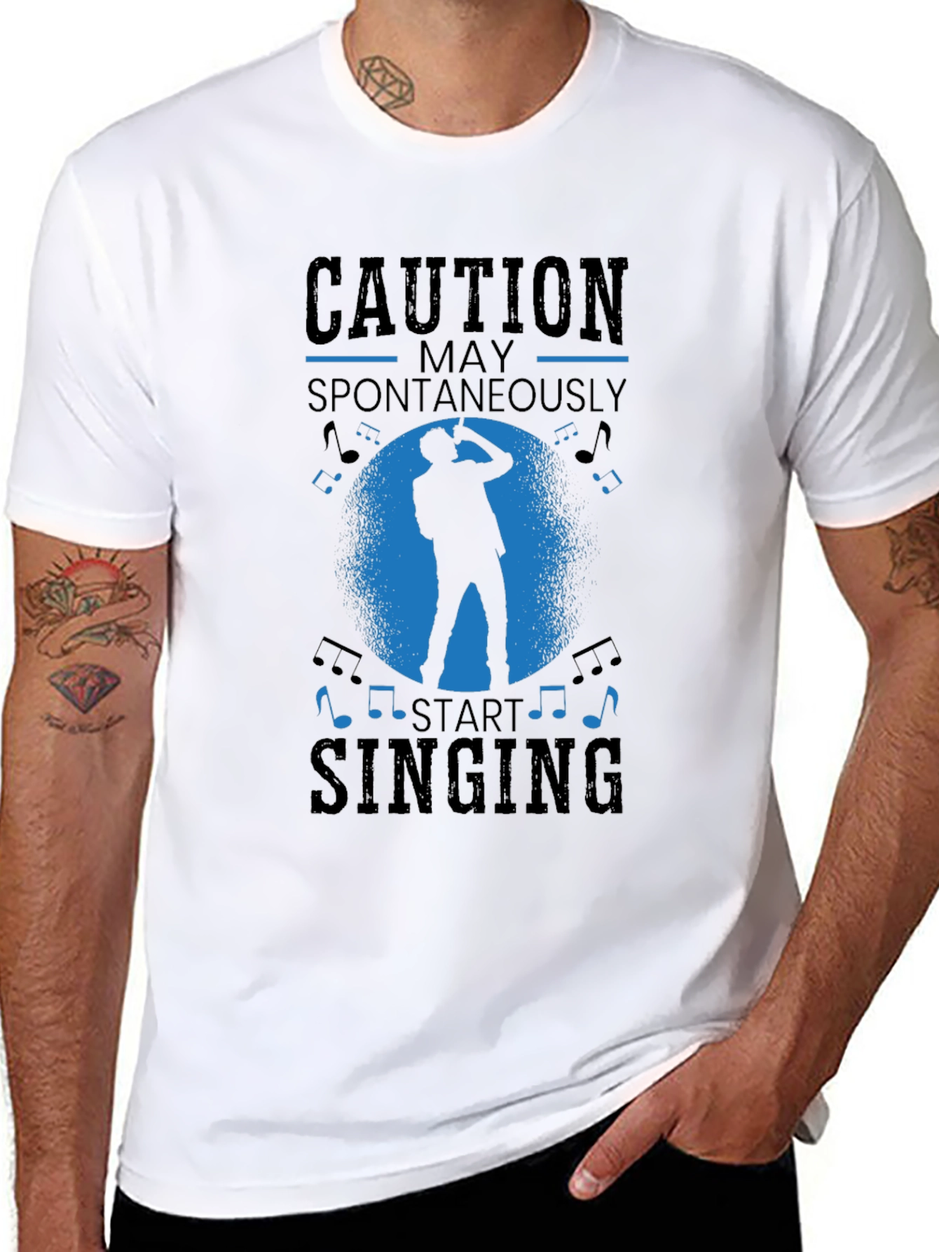 Caution May Spontaneously Start Singing Black T-Shirt