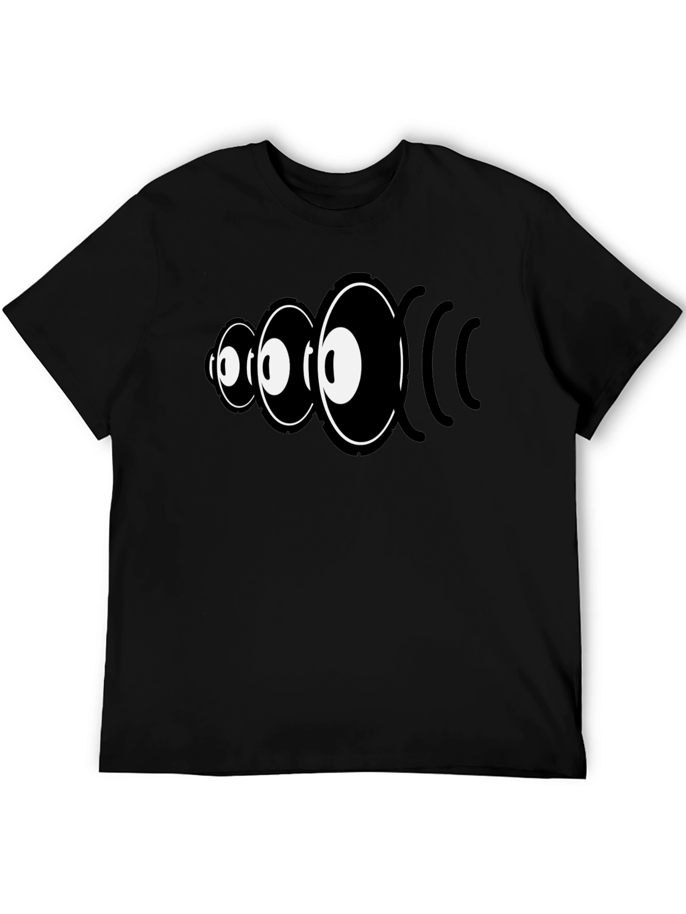 Eye Sound Wave Graphic Tee - Black Cotton Shirt