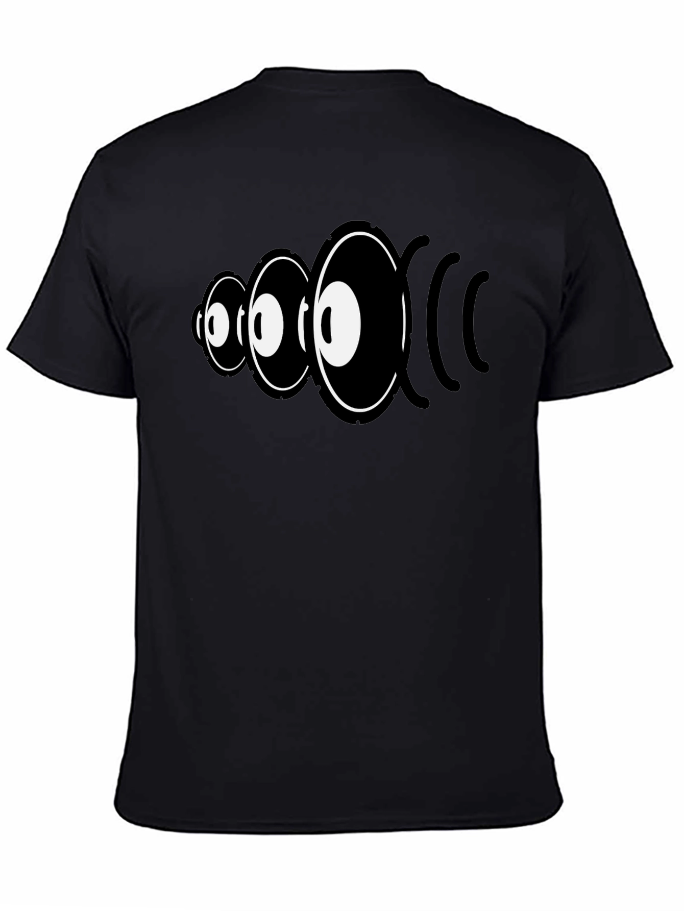 Eye Sound Wave Graphic Tee - Black Cotton Shirt