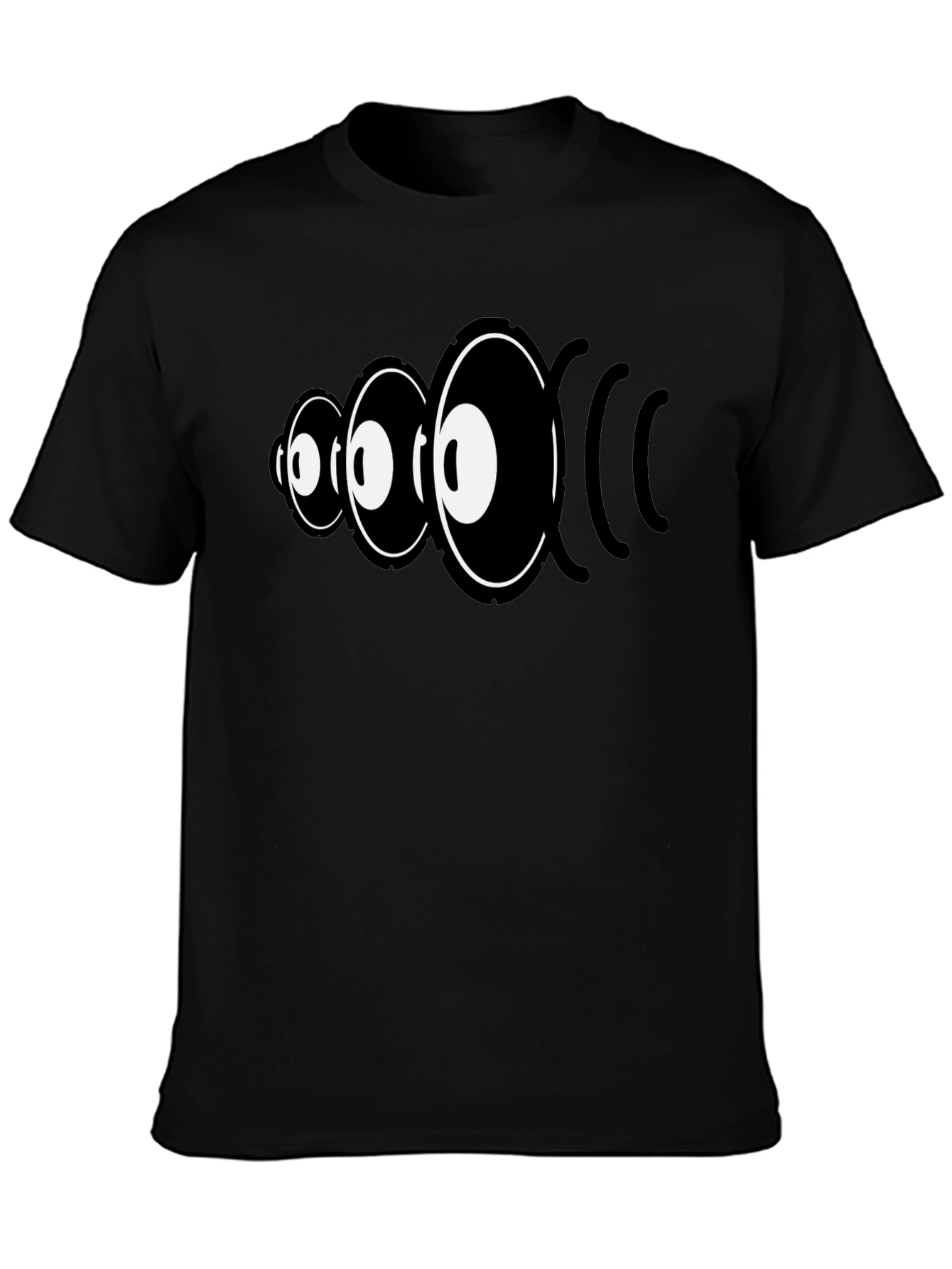 Eye Sound Wave Graphic Tee - Black Cotton Shirt