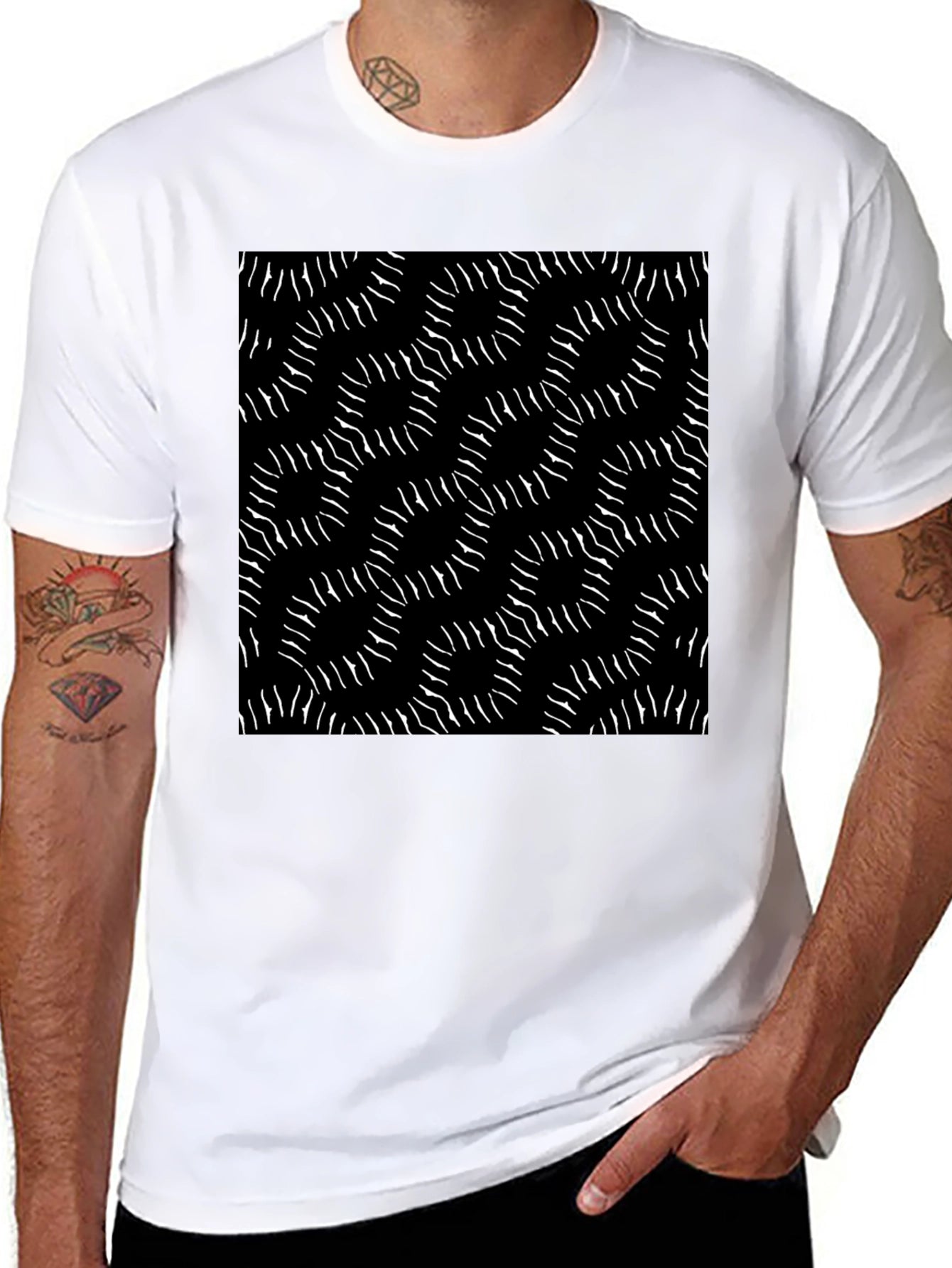 Abstract Pattern Black T-Shirt
