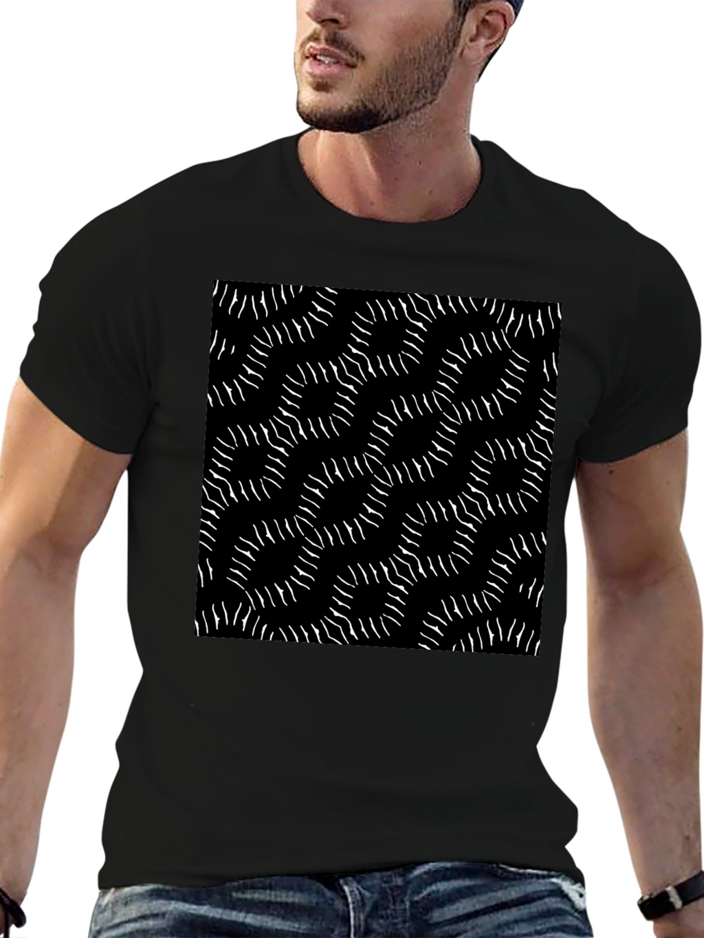 Abstract Pattern Black T-Shirt