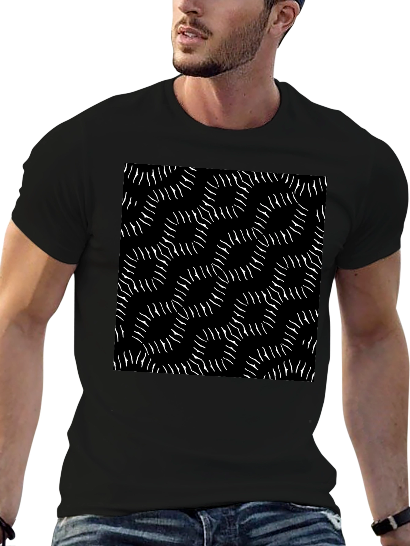 Abstract Pattern Black T-Shirt