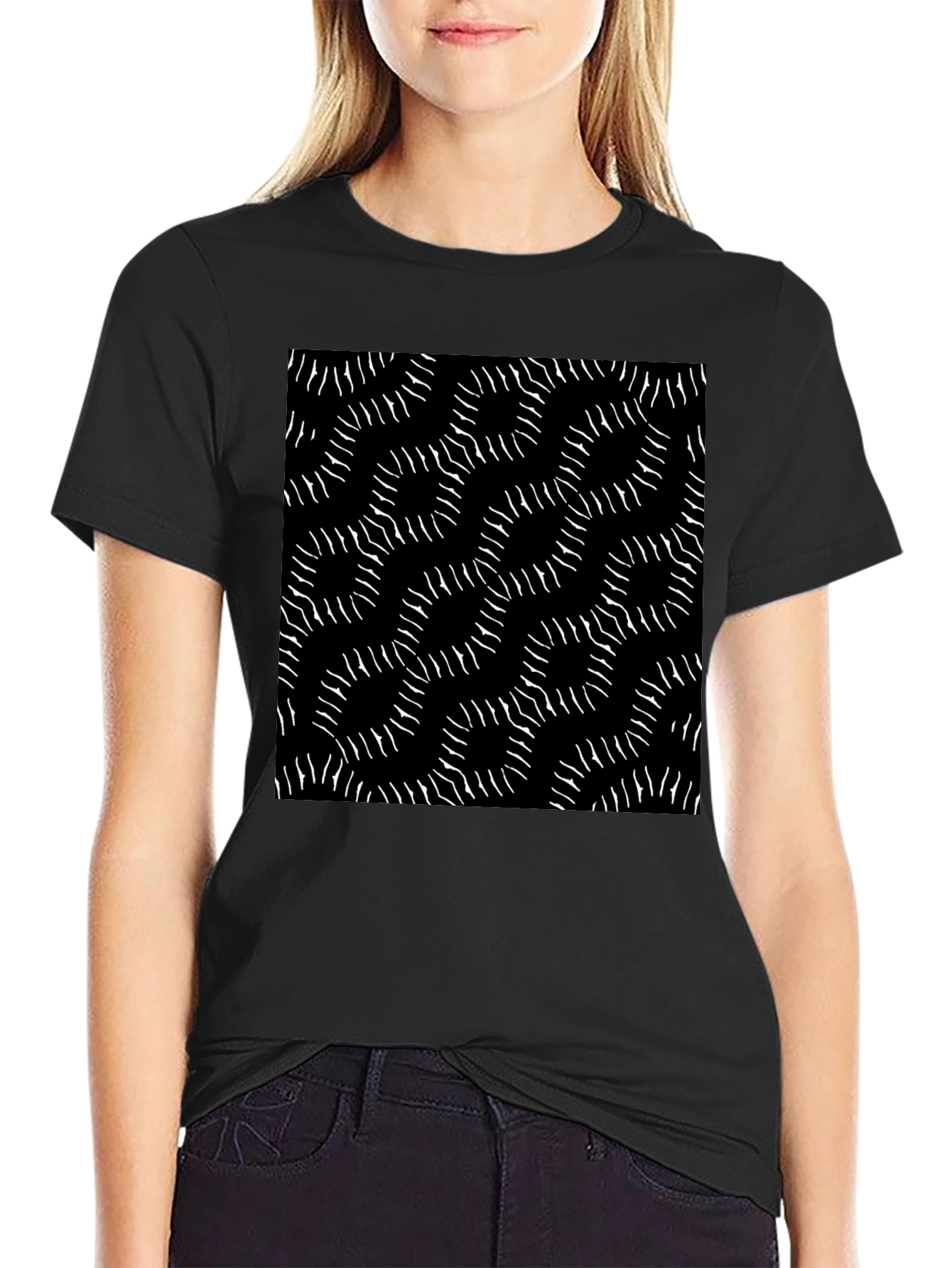 Abstract Pattern Black T-Shirt