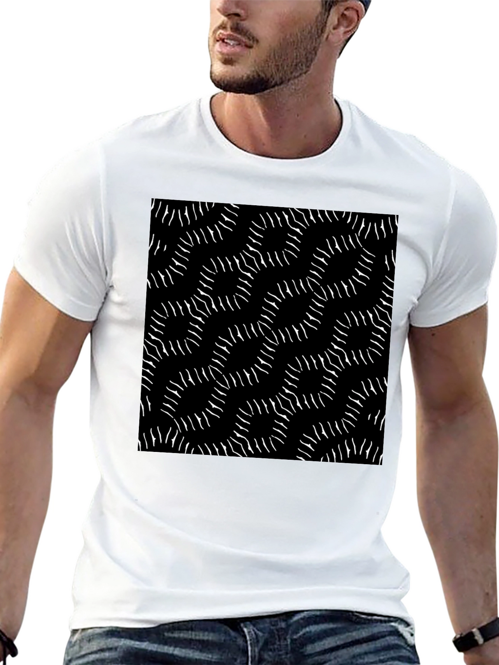 Abstract Pattern Black T-Shirt