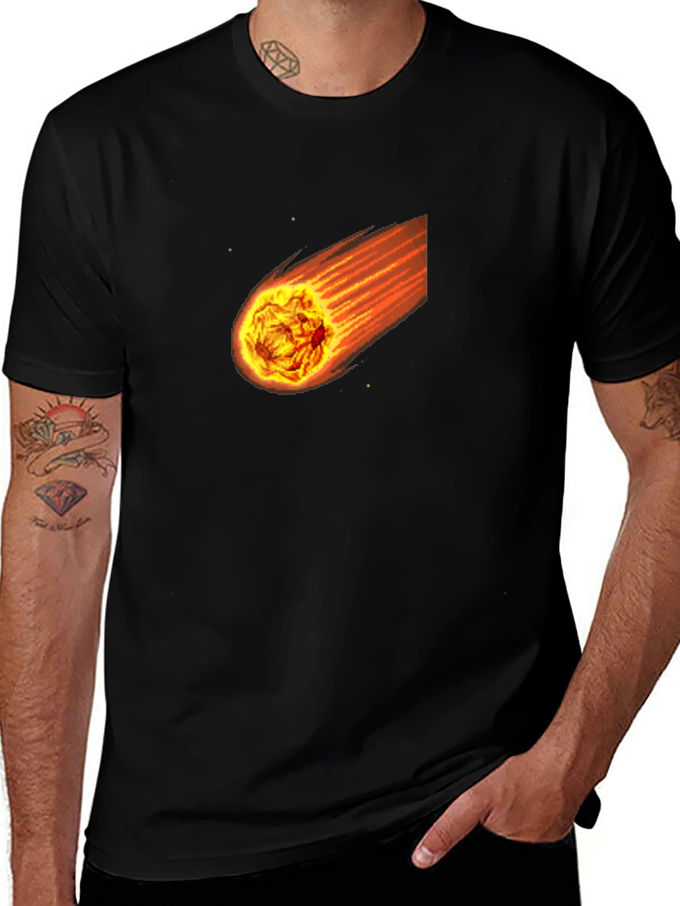 Meteor Black T-Shirt - Fiery Space Graphic Tee