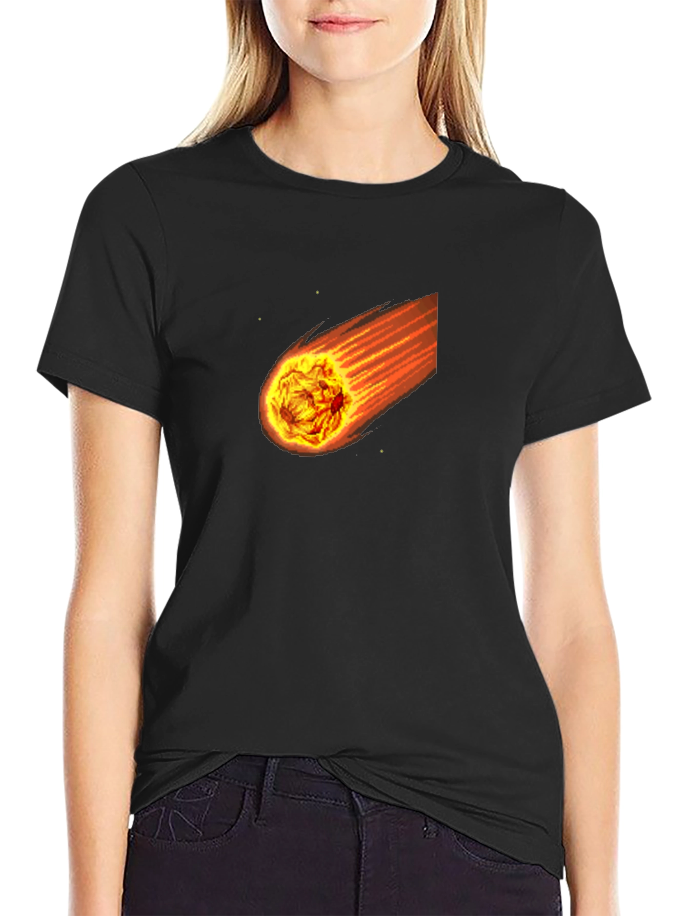 Meteor Black T-Shirt - Fiery Space Graphic Tee