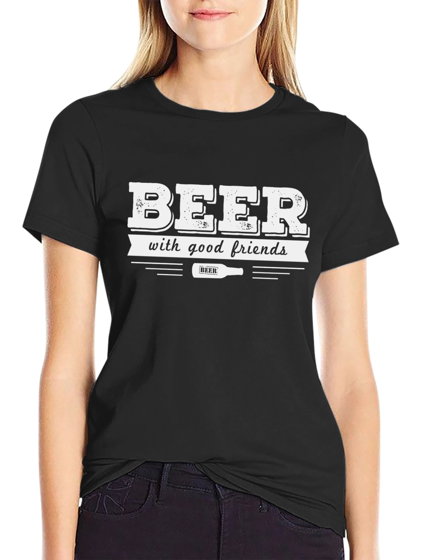 Beer With Good Friends Black T-Shirt