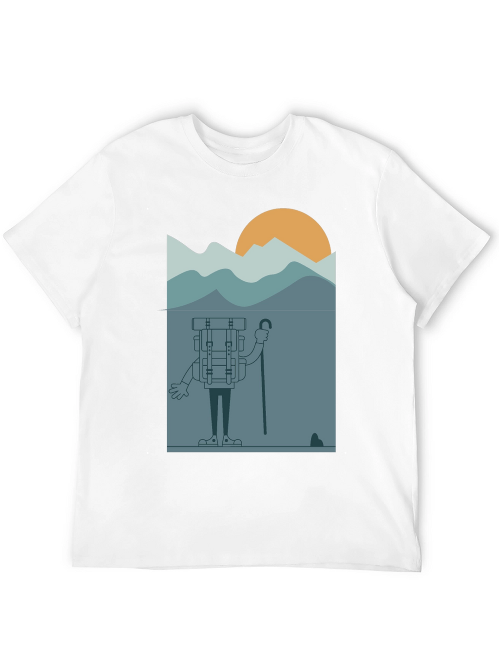 Cartoon Hiker Black T-Shirt