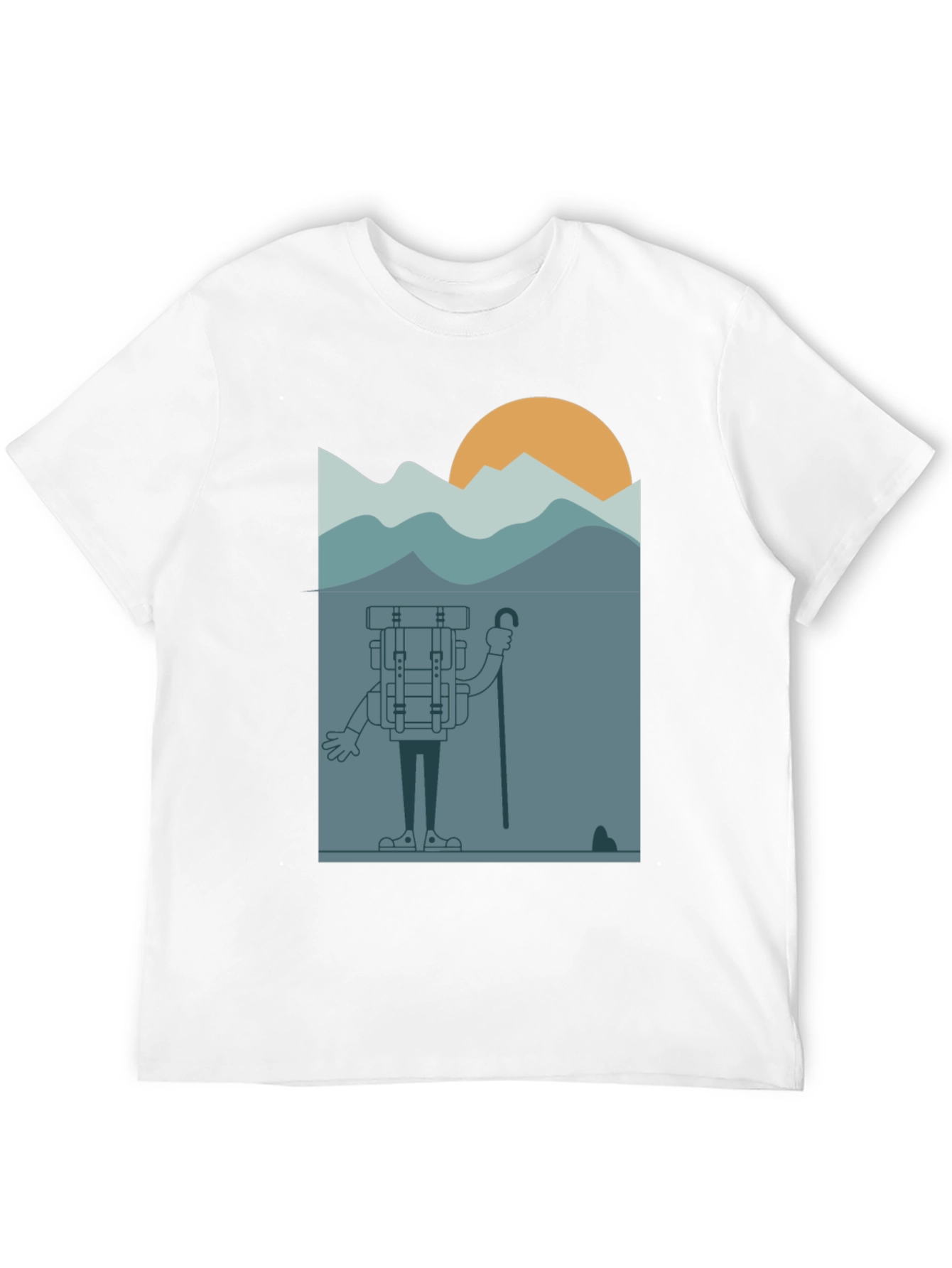 Cartoon Hiker Black T-Shirt