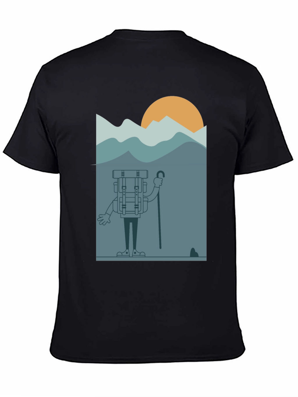 Cartoon Hiker Black T-Shirt