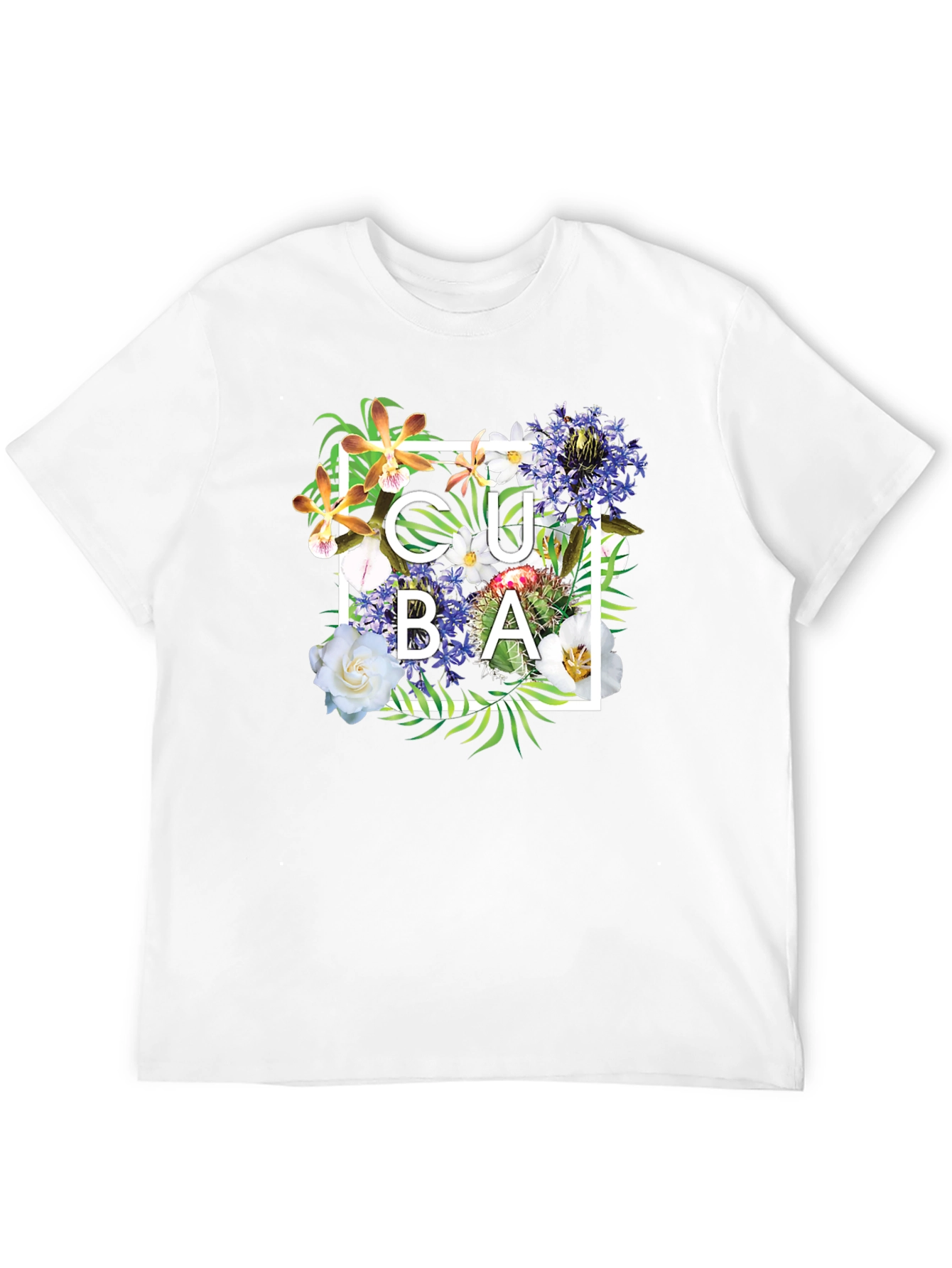Cuba Floral Graphic Black T-Shirt