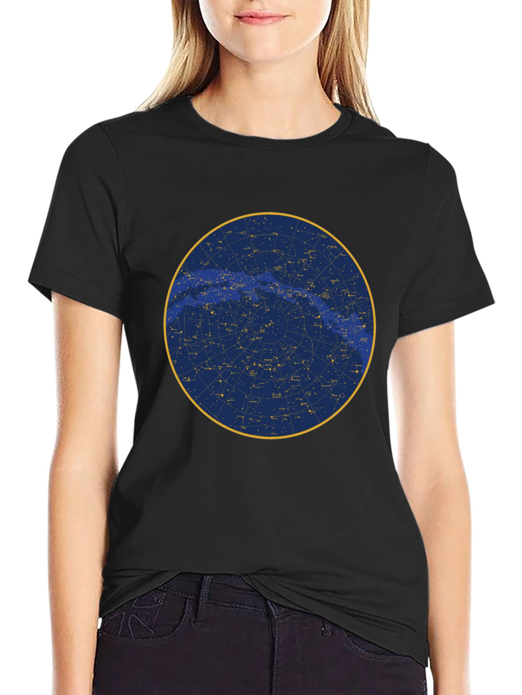 Celestial Constellation Graphic Tee - Black