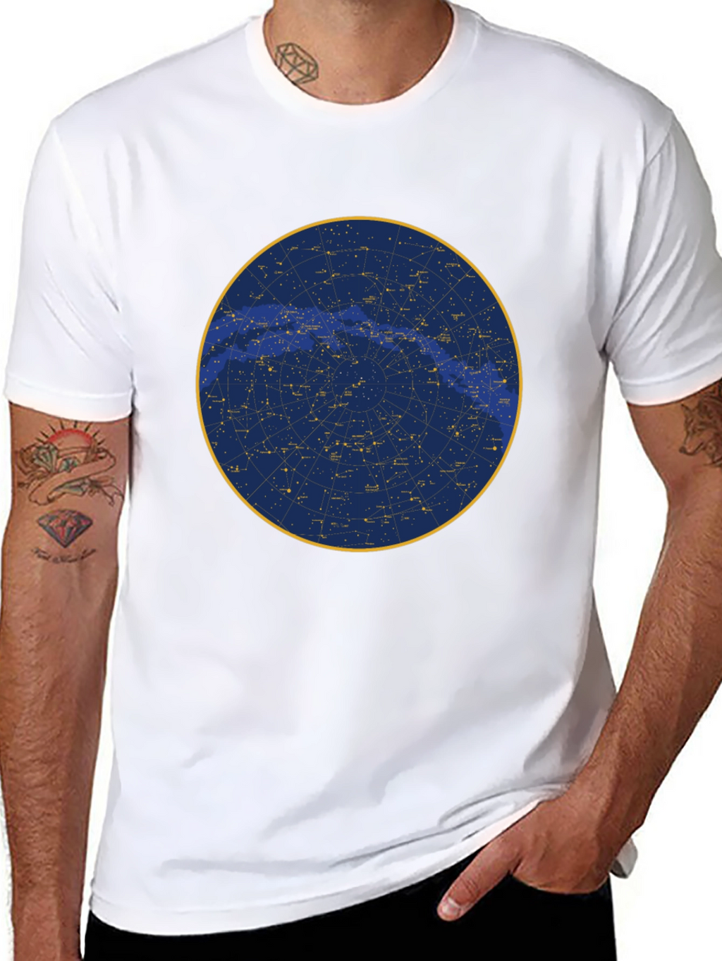 Celestial Constellation Graphic Tee - Black
