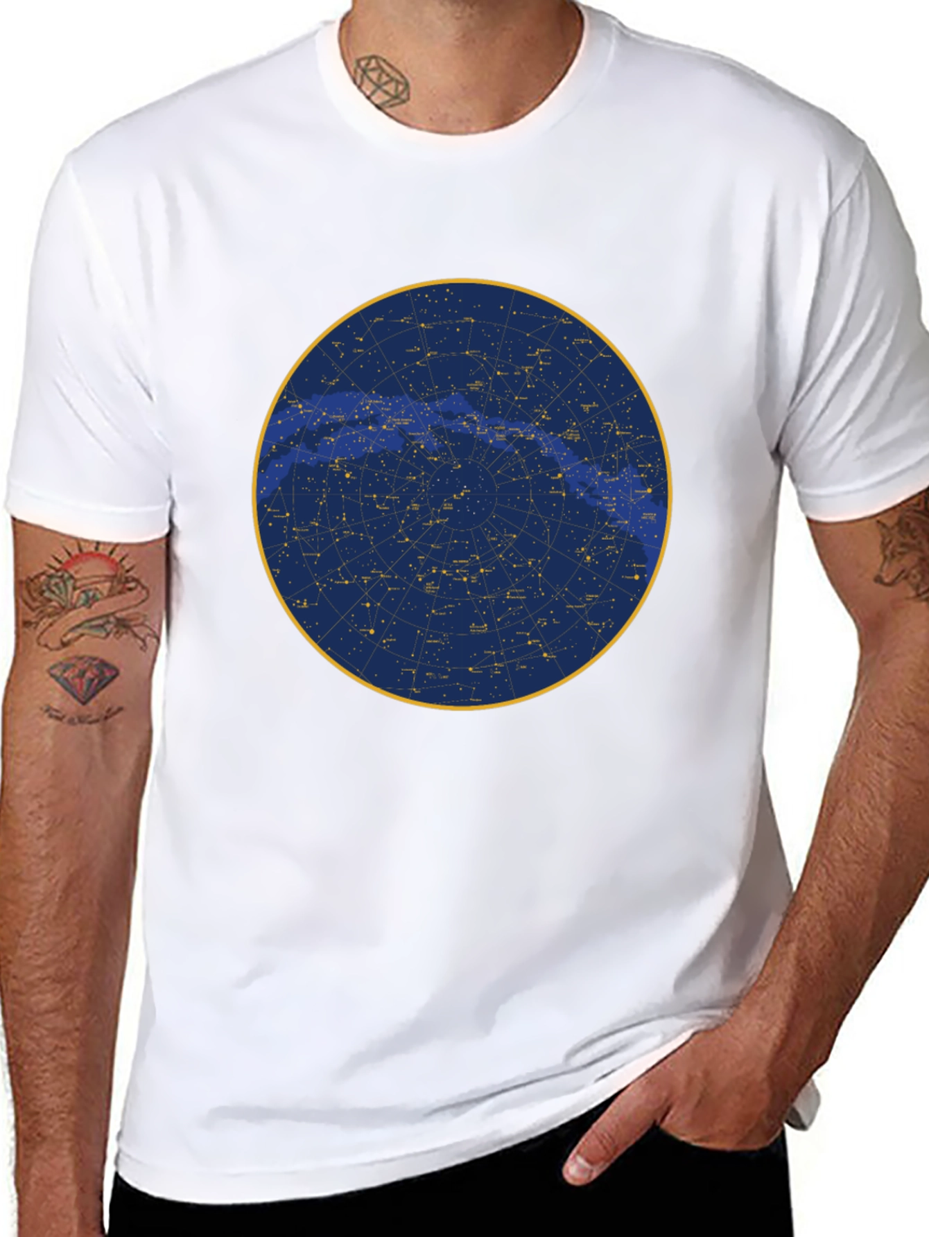 Celestial Constellation Graphic Tee - Black