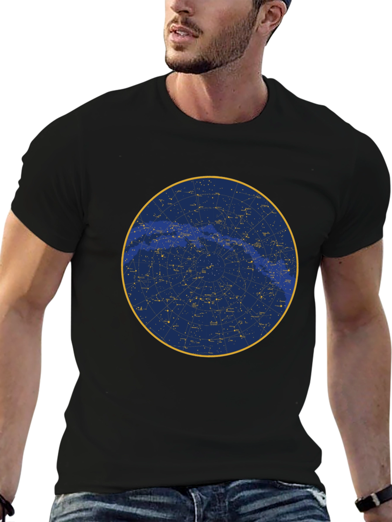 Celestial Constellation Graphic Tee - Black