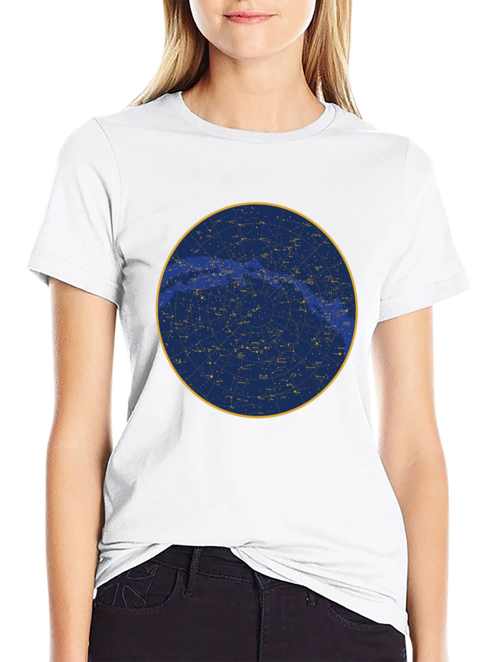 Celestial Constellation Graphic Tee - Black