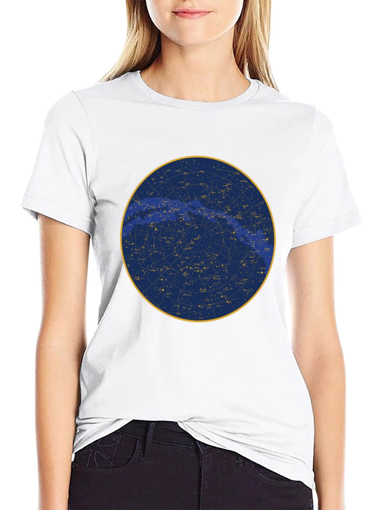Celestial Constellation Graphic Tee - Black