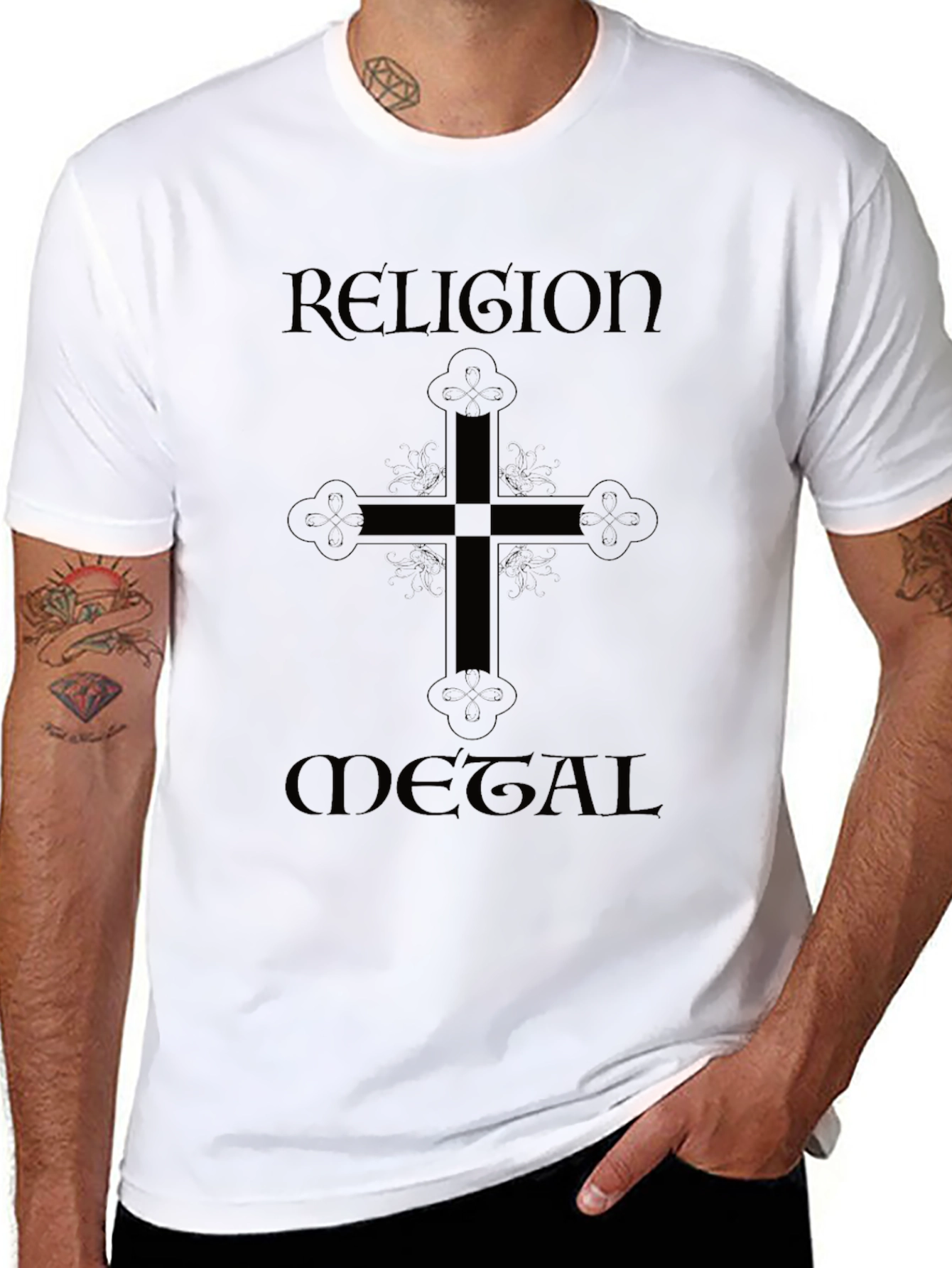Religion Metal T-Shirt - Black Graphic Tee
