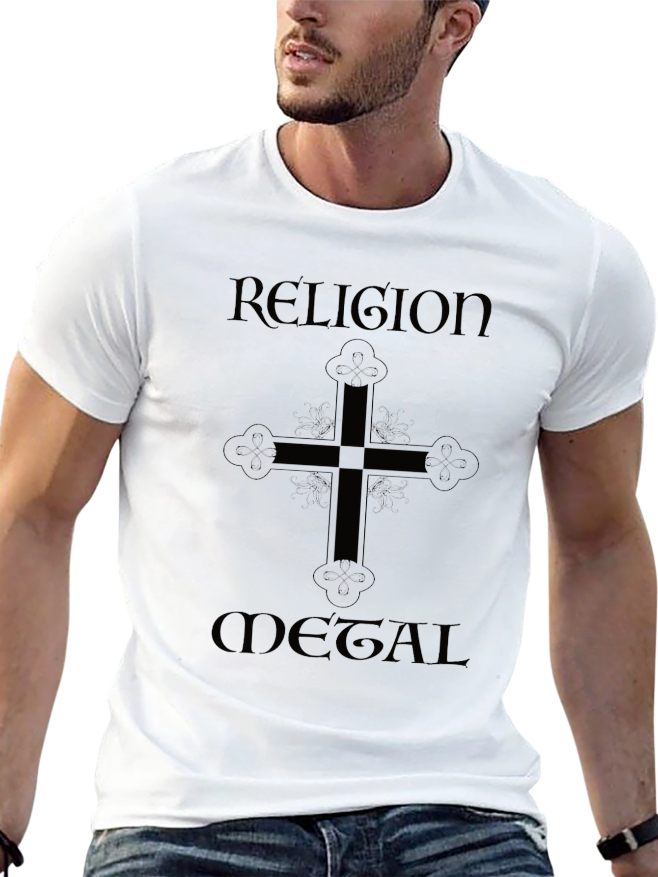 Religion Metal T-Shirt - Black Graphic Tee