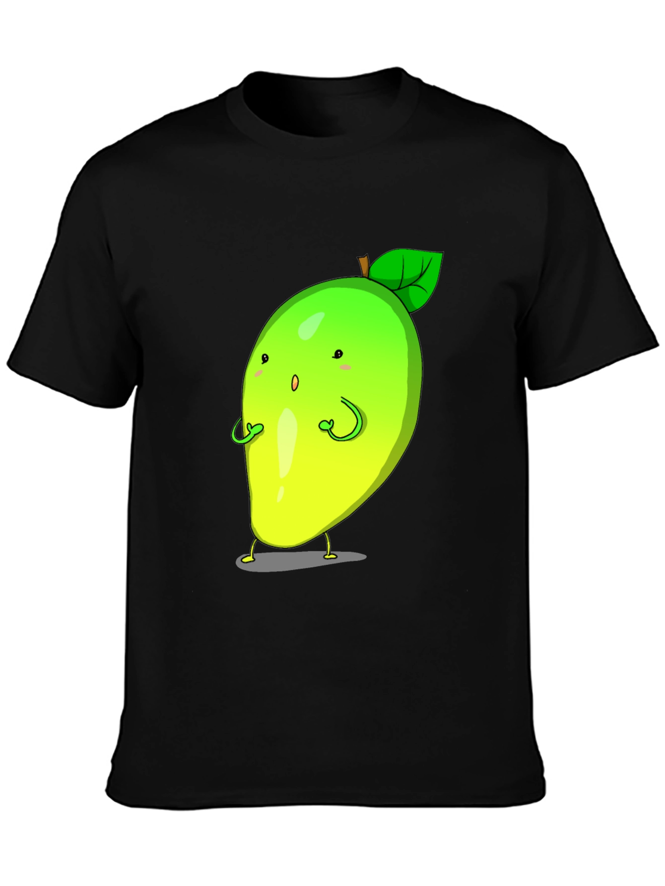 Cartoon Mango Graphic Tee - Black Unisex T-Shirt