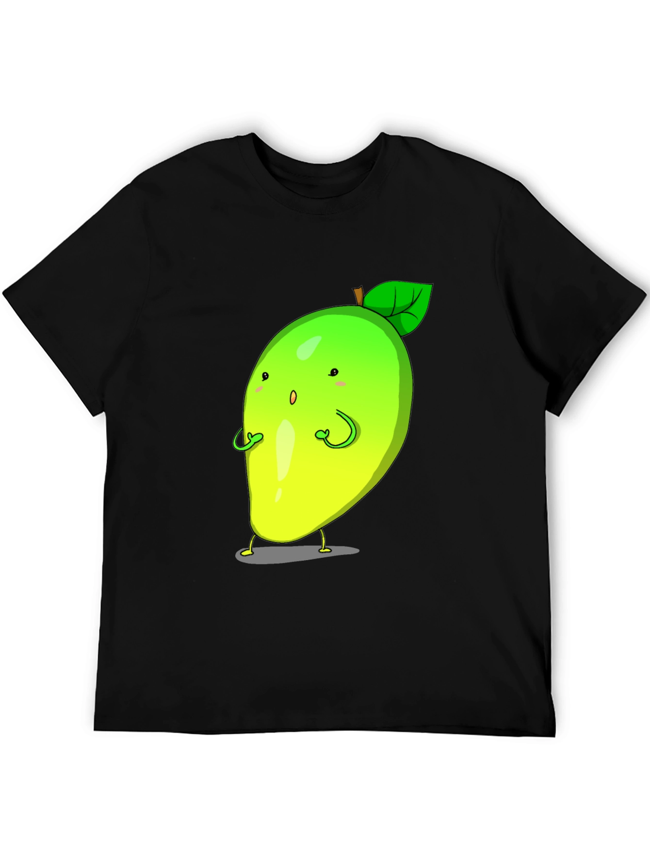 Cartoon Mango Graphic Tee - Black Unisex T-Shirt