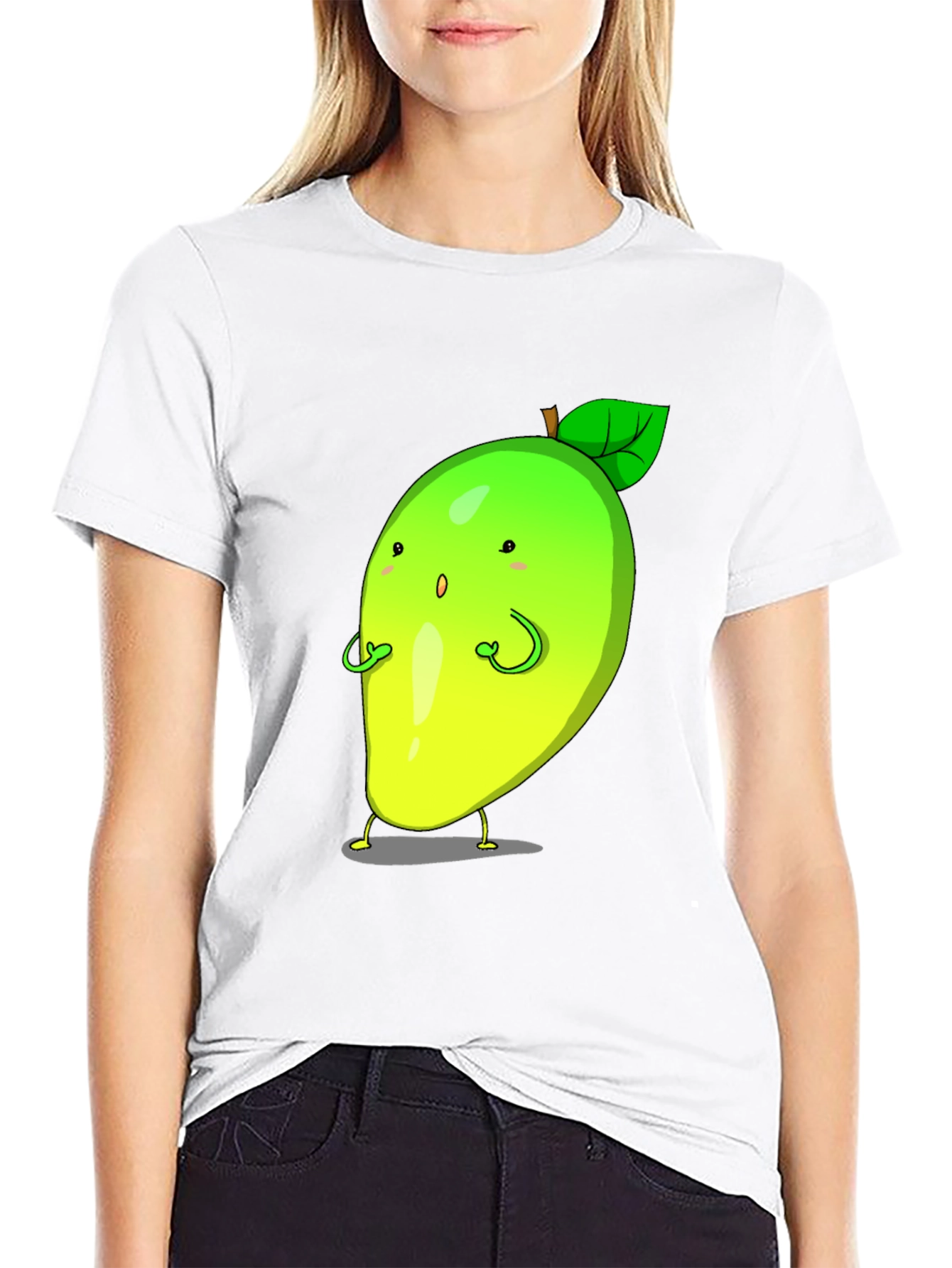 Cartoon Mango Graphic Tee - Black Unisex T-Shirt