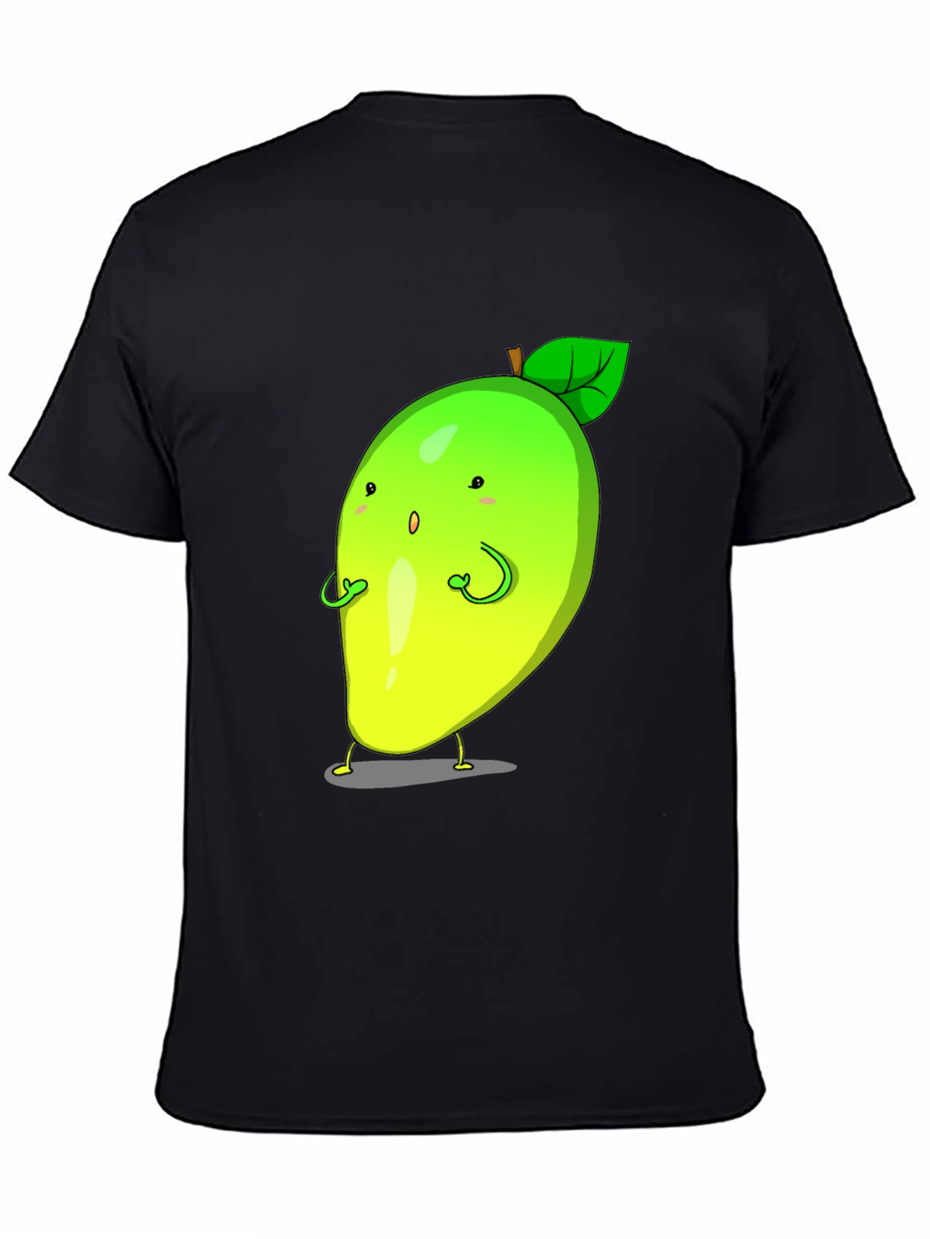 Cartoon Mango Graphic Tee - Black Unisex T-Shirt