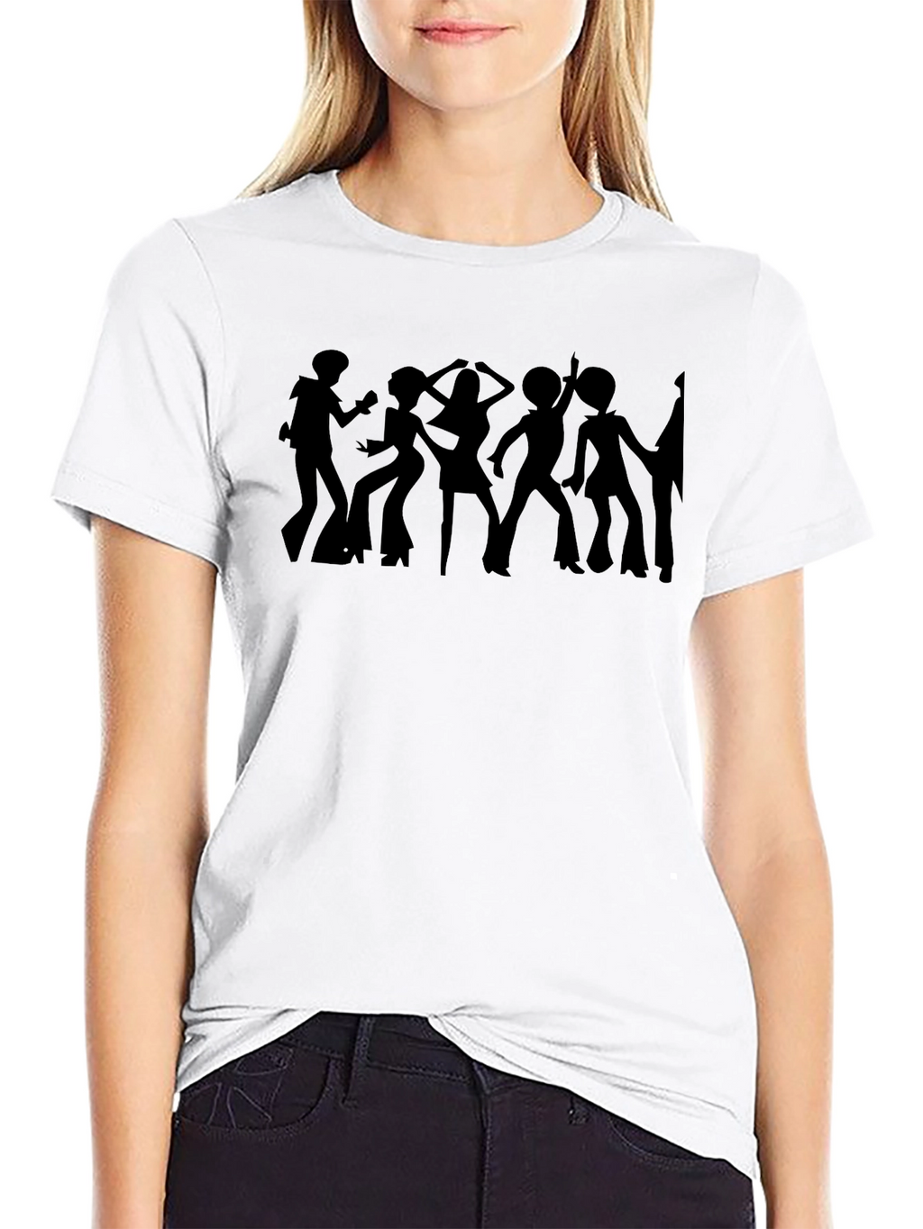 Groovy Retro Silhouette Graphic Tee - Black