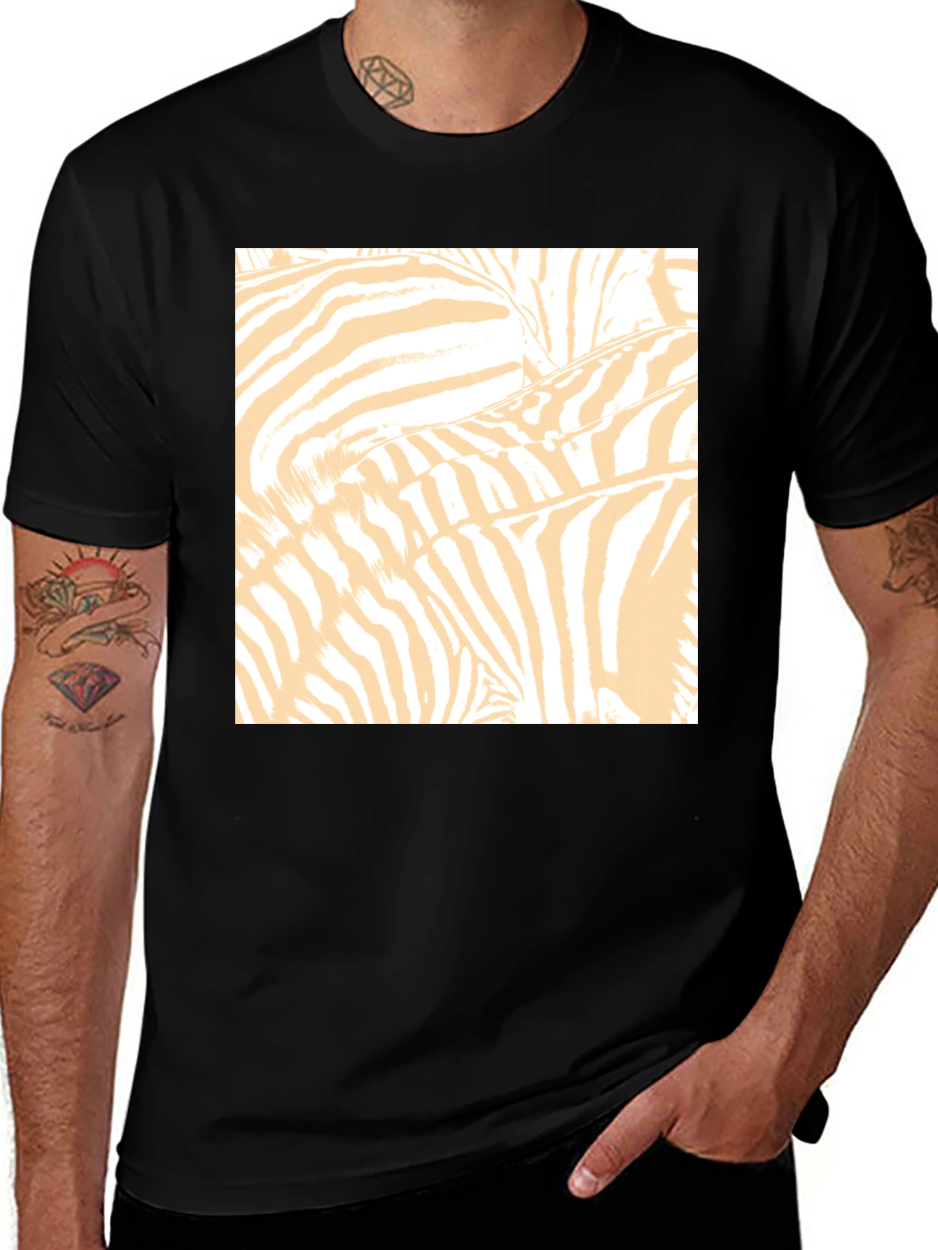 Zebra Print Graphic Tee - Black Cotton T-Shirt