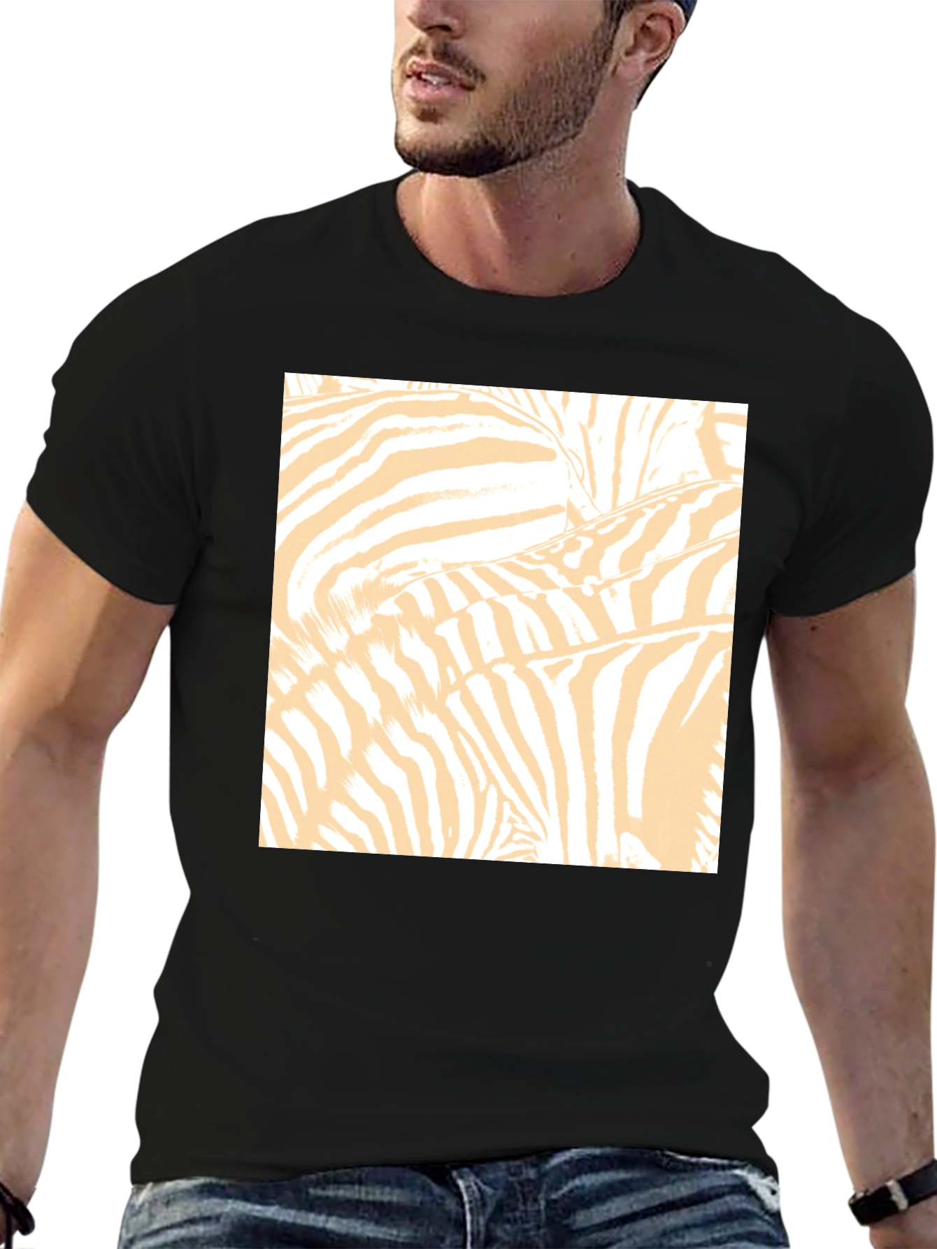 Zebra Print Graphic Tee - Black Cotton T-Shirt