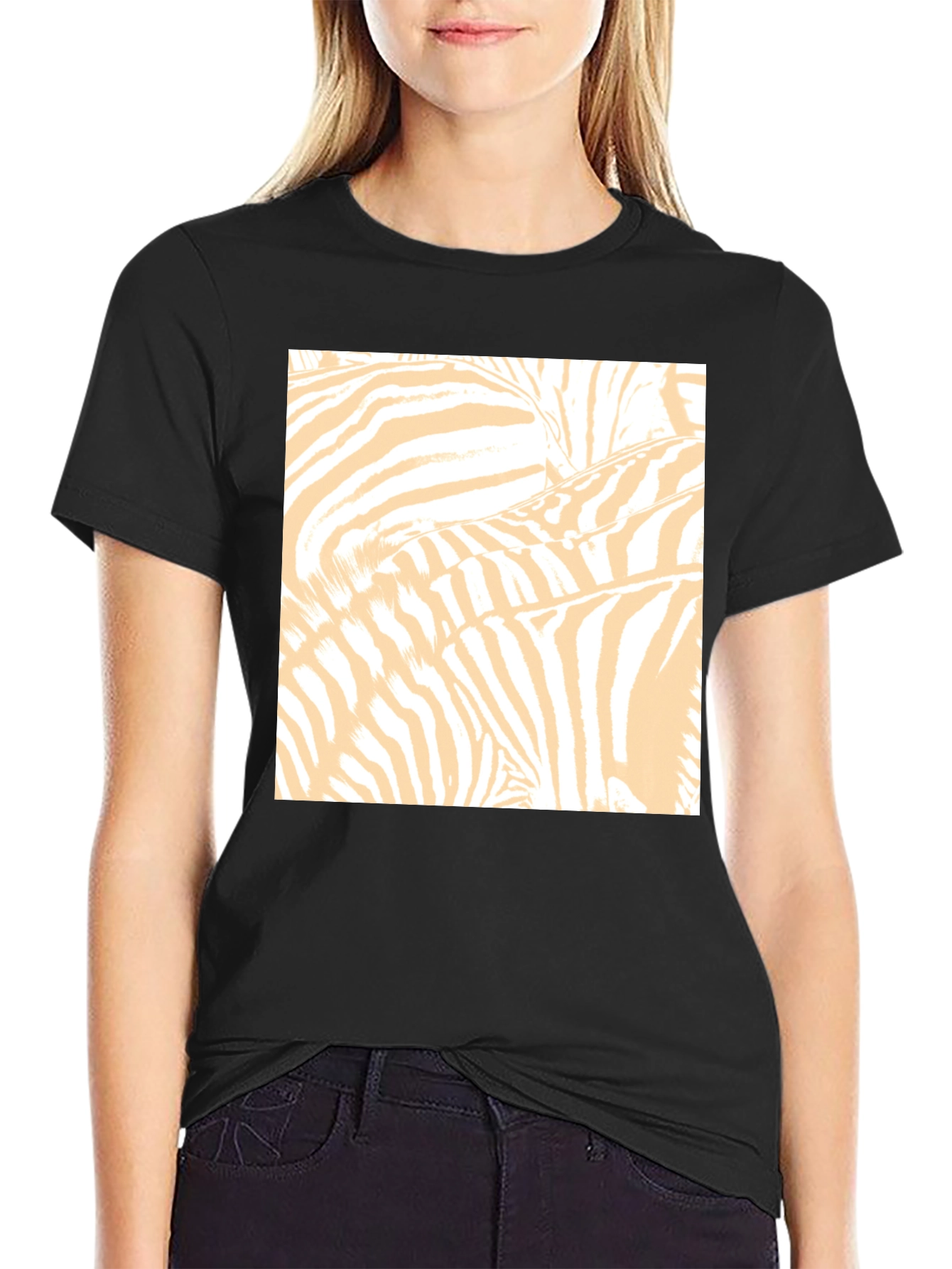 Zebra Print Graphic Tee - Black Cotton T-Shirt