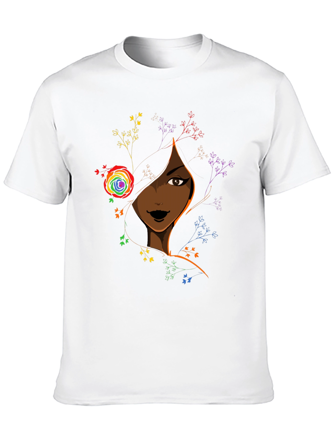 Black Girl Magic Tee - Rainbow Flower Portrait Shirt