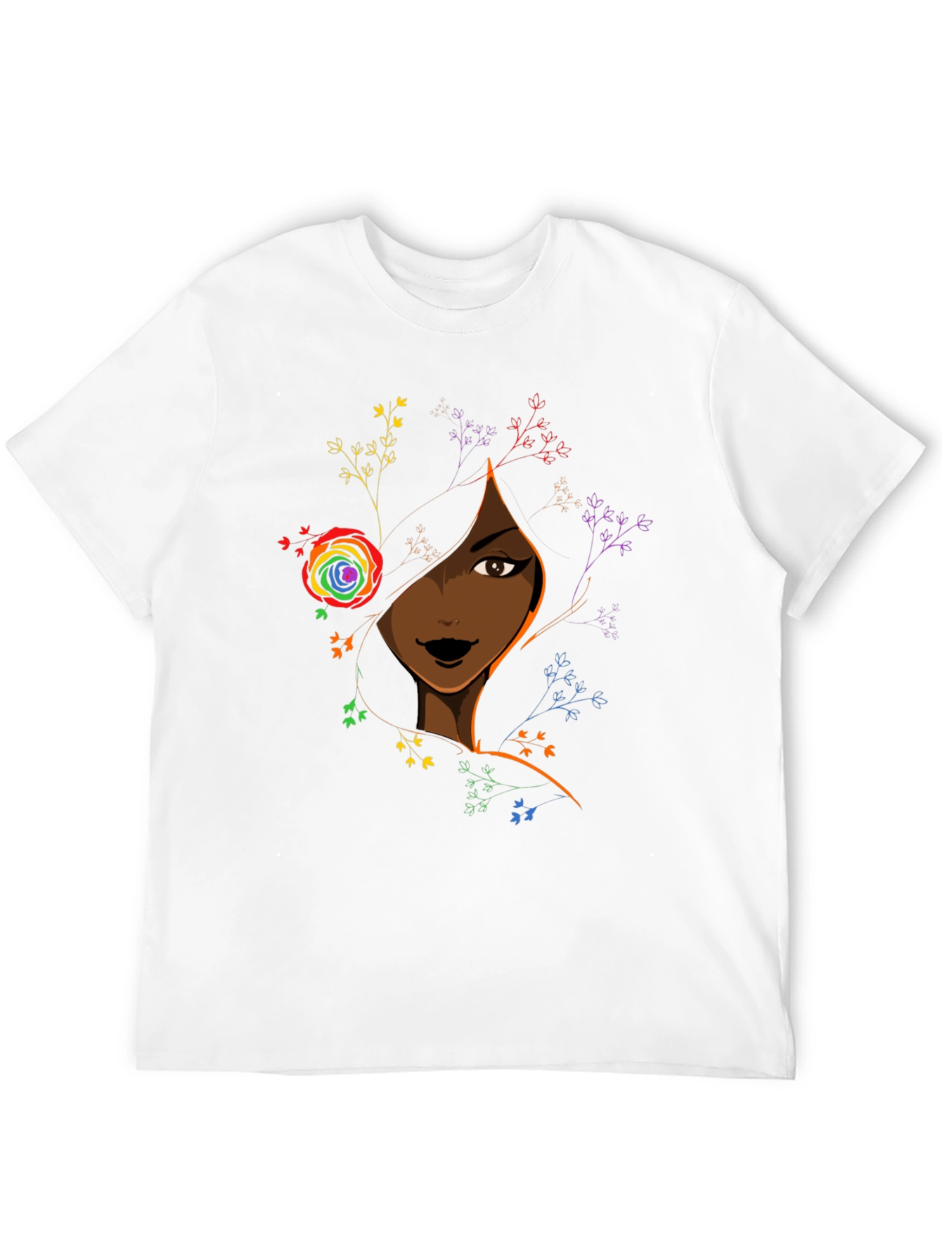 Black Girl Magic Tee - Rainbow Flower Portrait Shirt