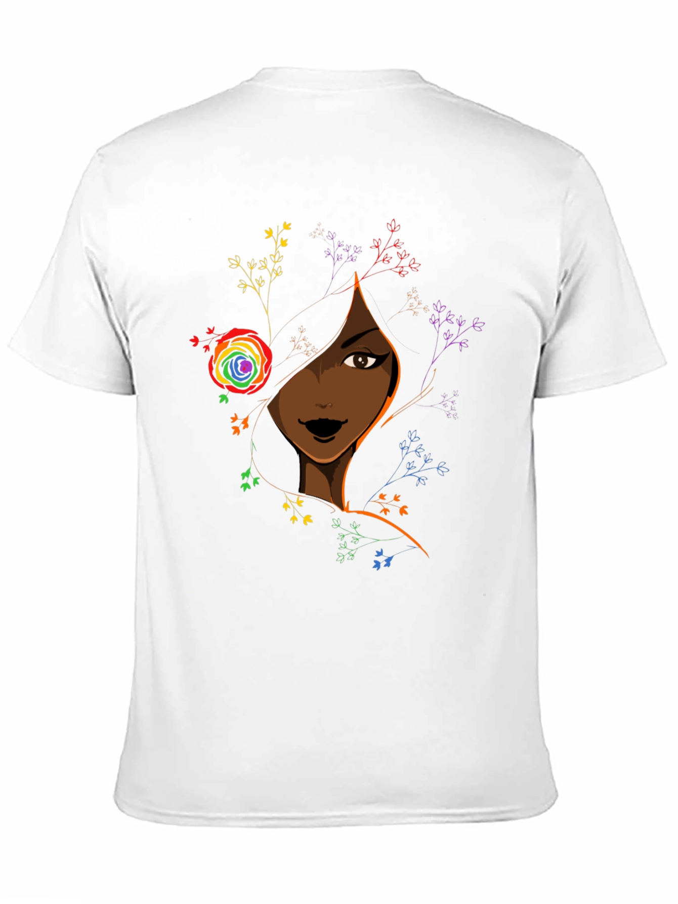 Black Girl Magic Tee - Rainbow Flower Portrait Shirt