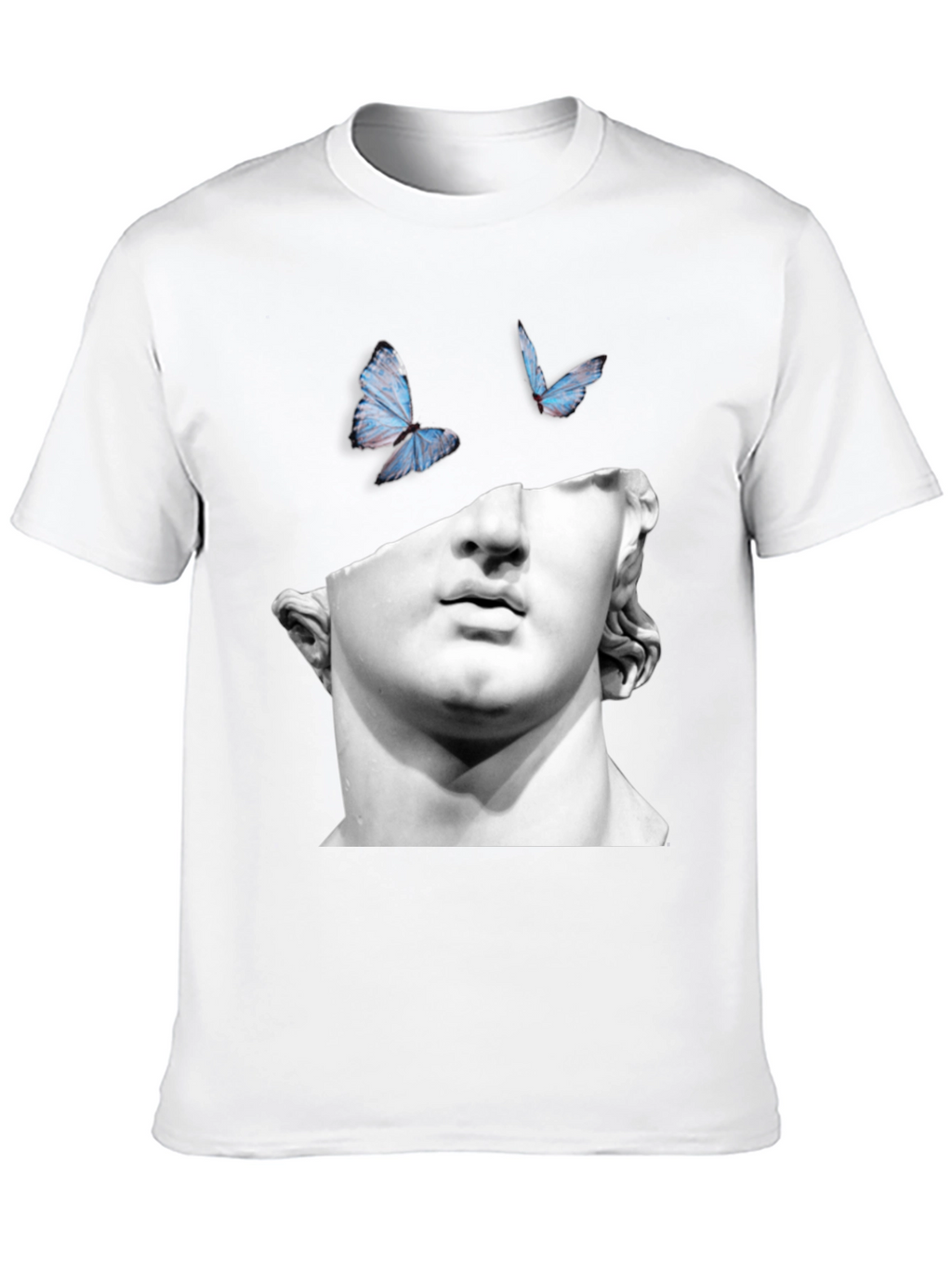 Statue & Butterfly Graphic Black T-Shirt