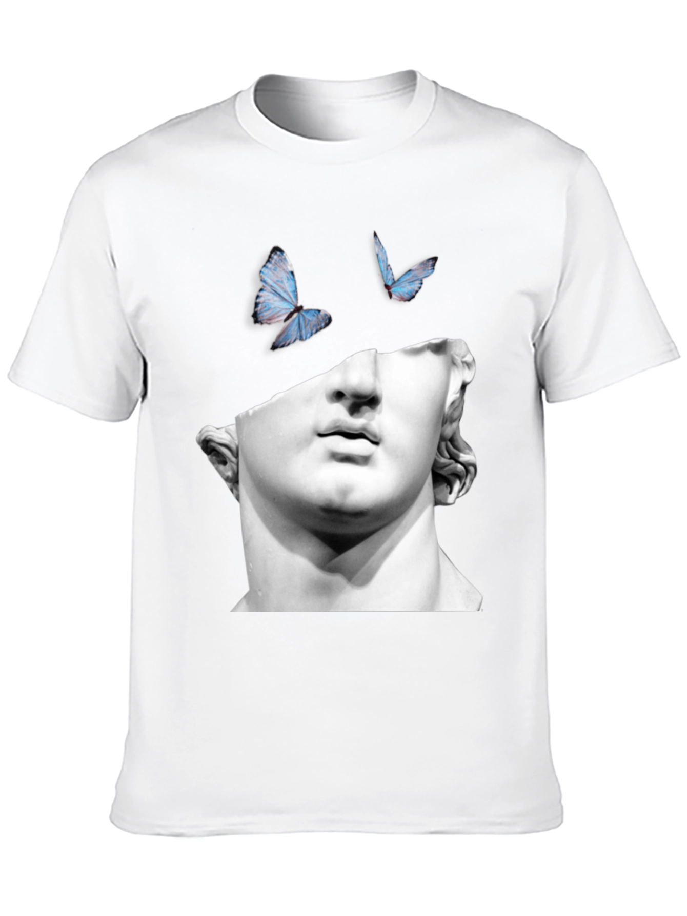 Statue & Butterfly Graphic Black T-Shirt