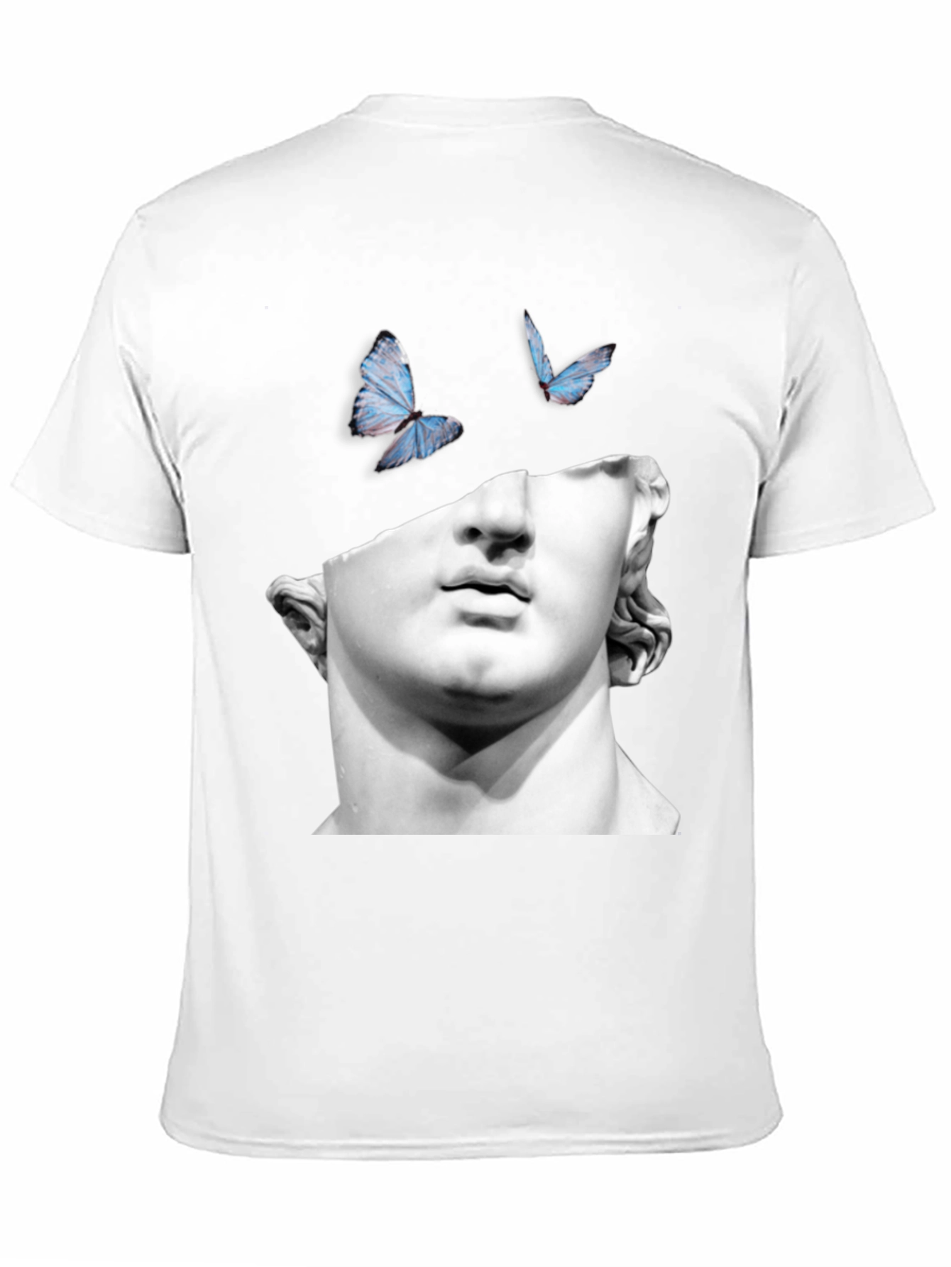 Statue & Butterfly Graphic Black T-Shirt