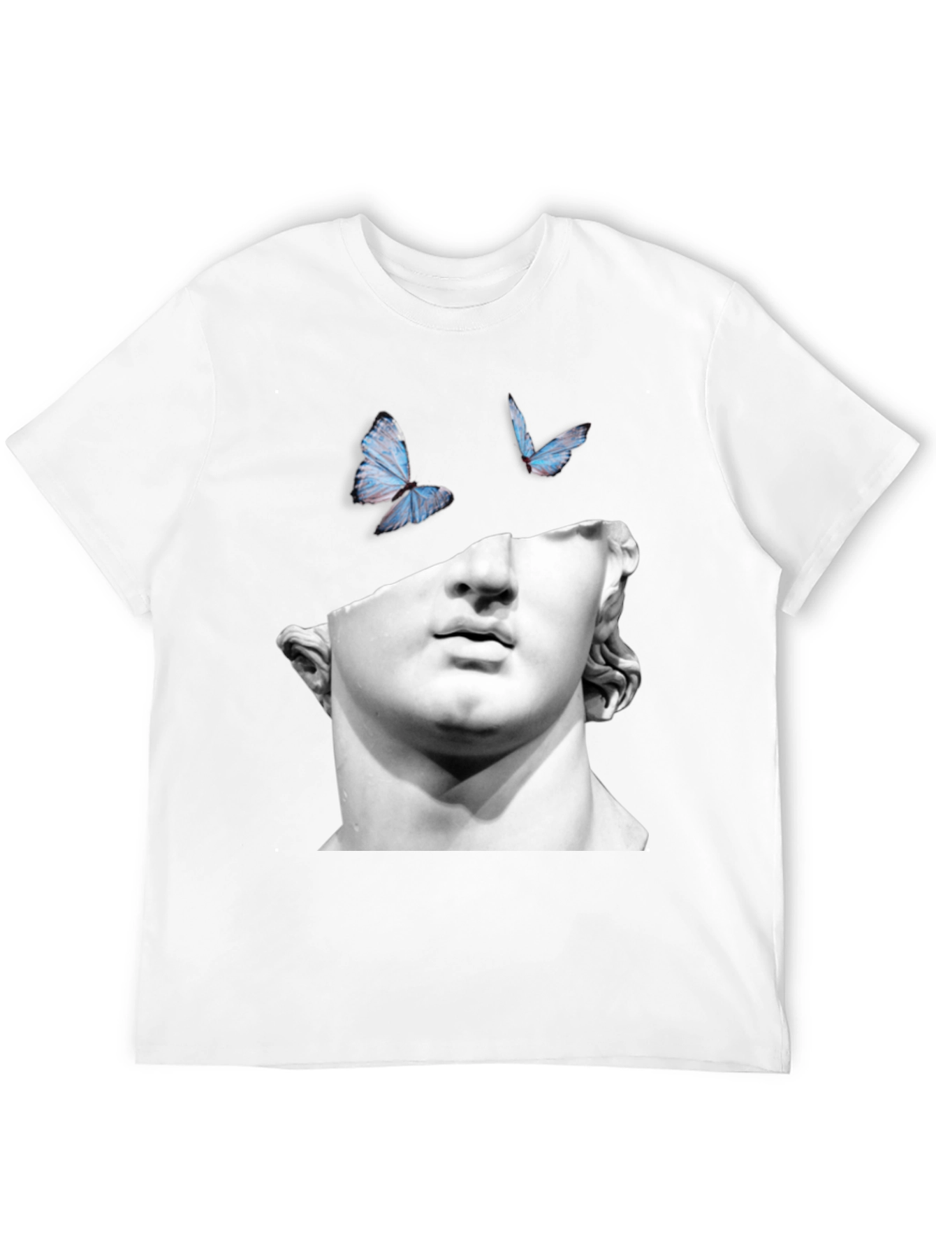 Statue & Butterfly Graphic Black T-Shirt