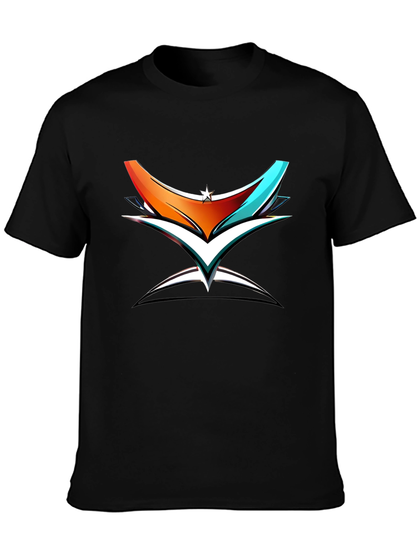 Abstract Graphic Print Black Cotton T-Shirt