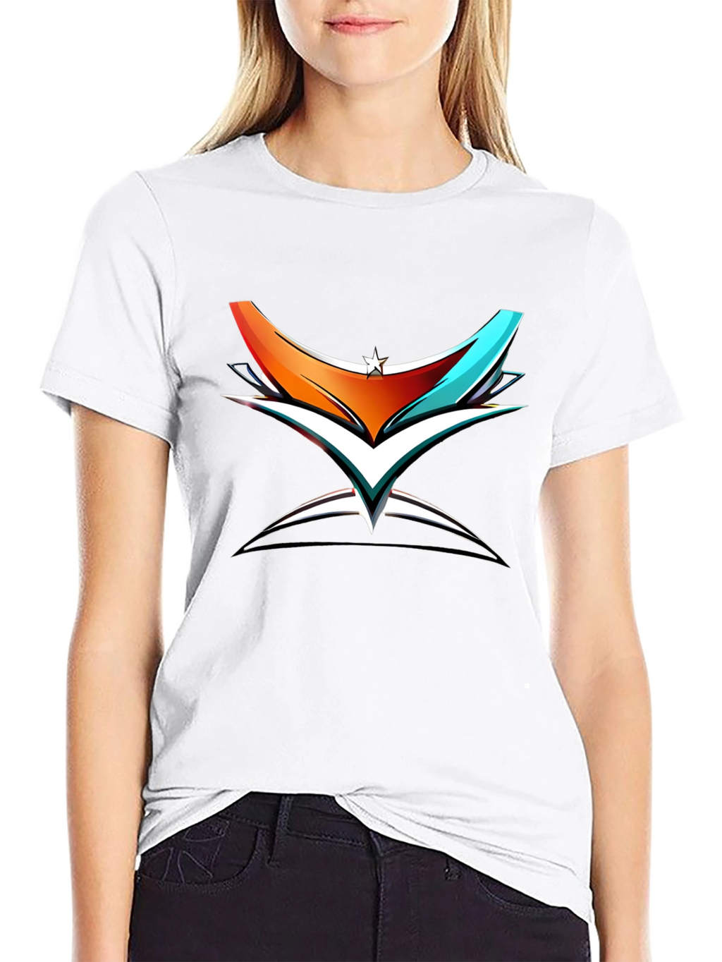 Abstract Graphic Print Black Cotton T-Shirt